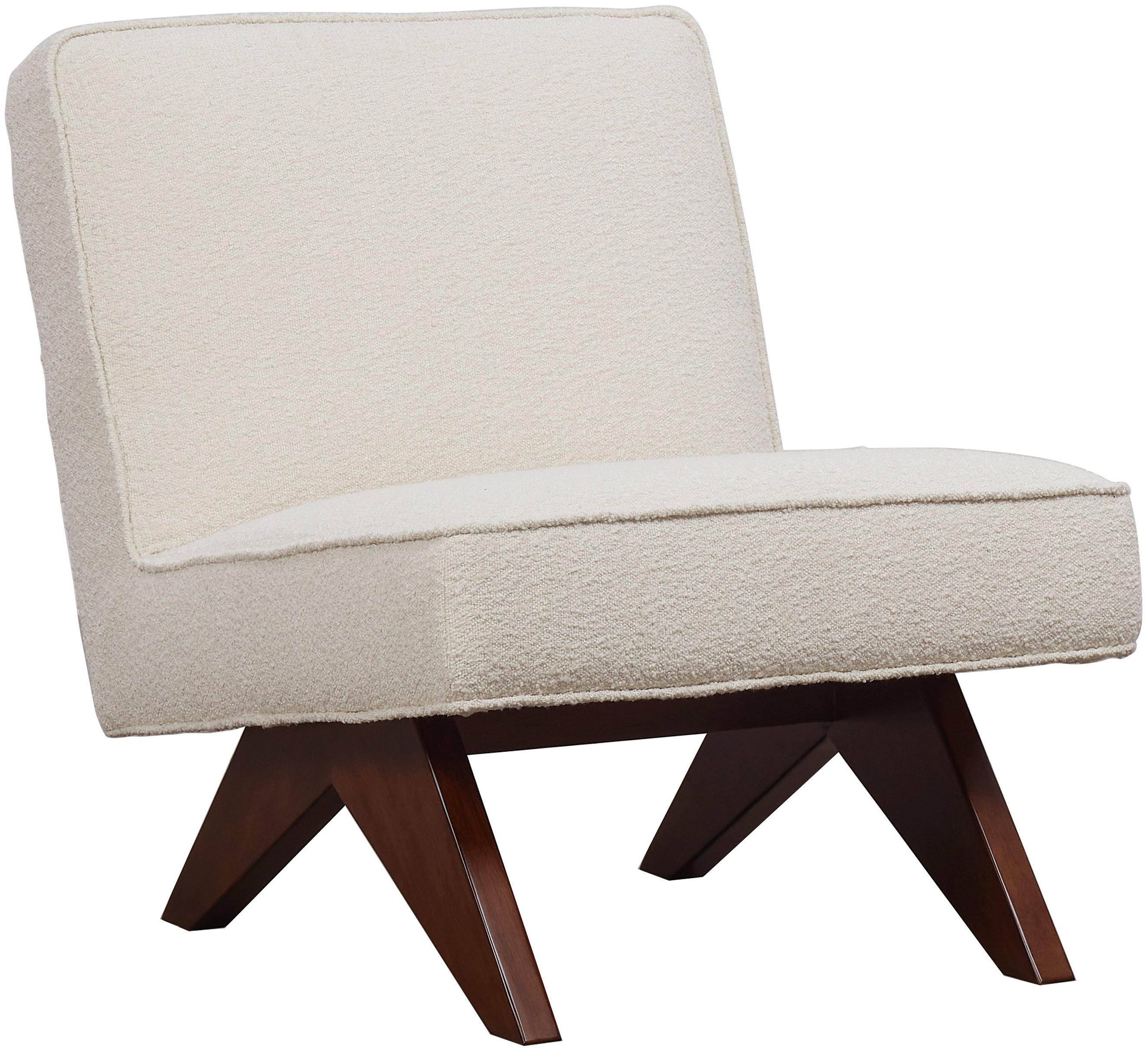 Bentley lounge chair with Solid natural rubberwood frame, Crosshatch Cream Fabric - image 1