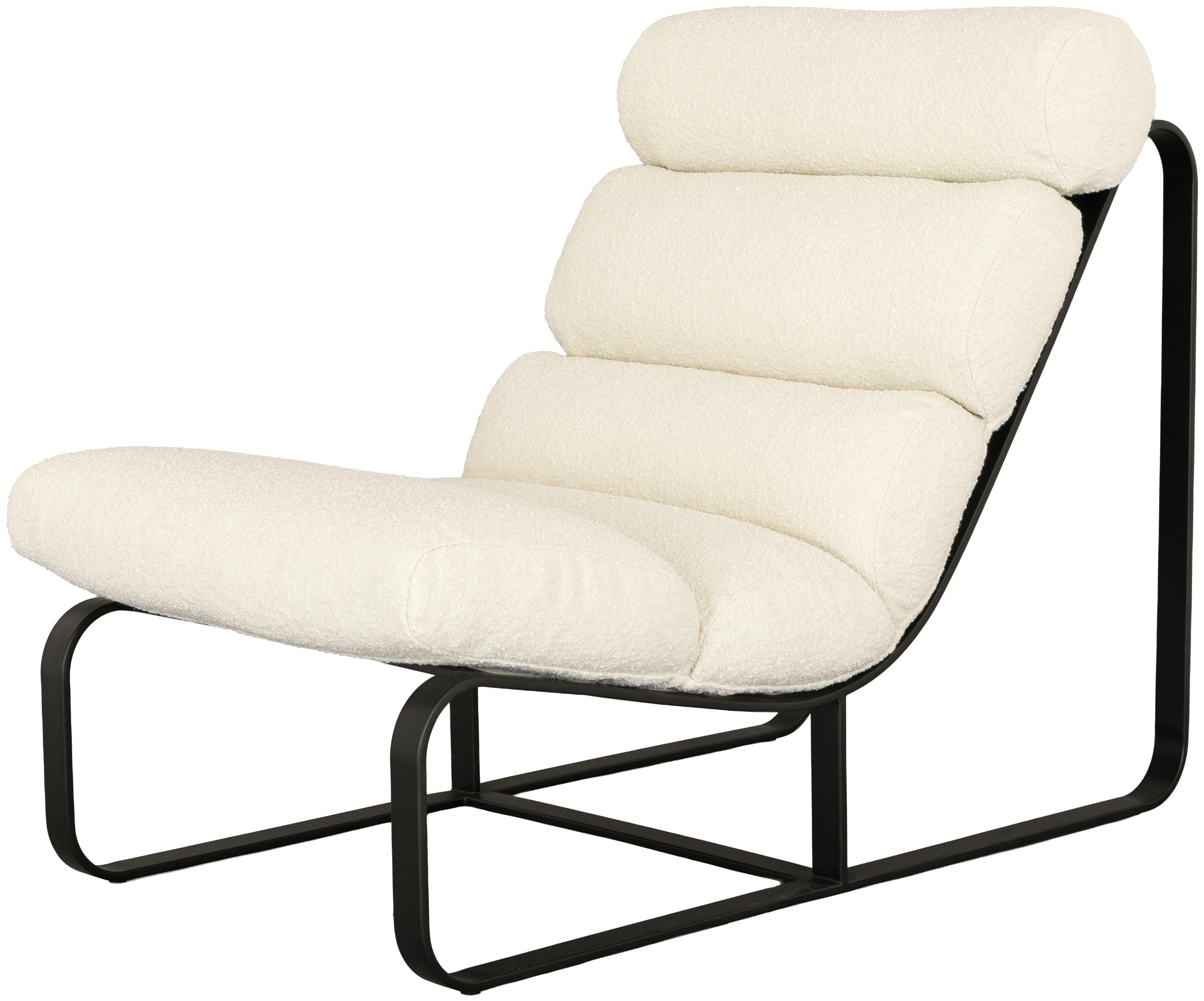 Fergus lounge chair with Black Powder coated steel frame, Boucle Cream Fabric - image 1