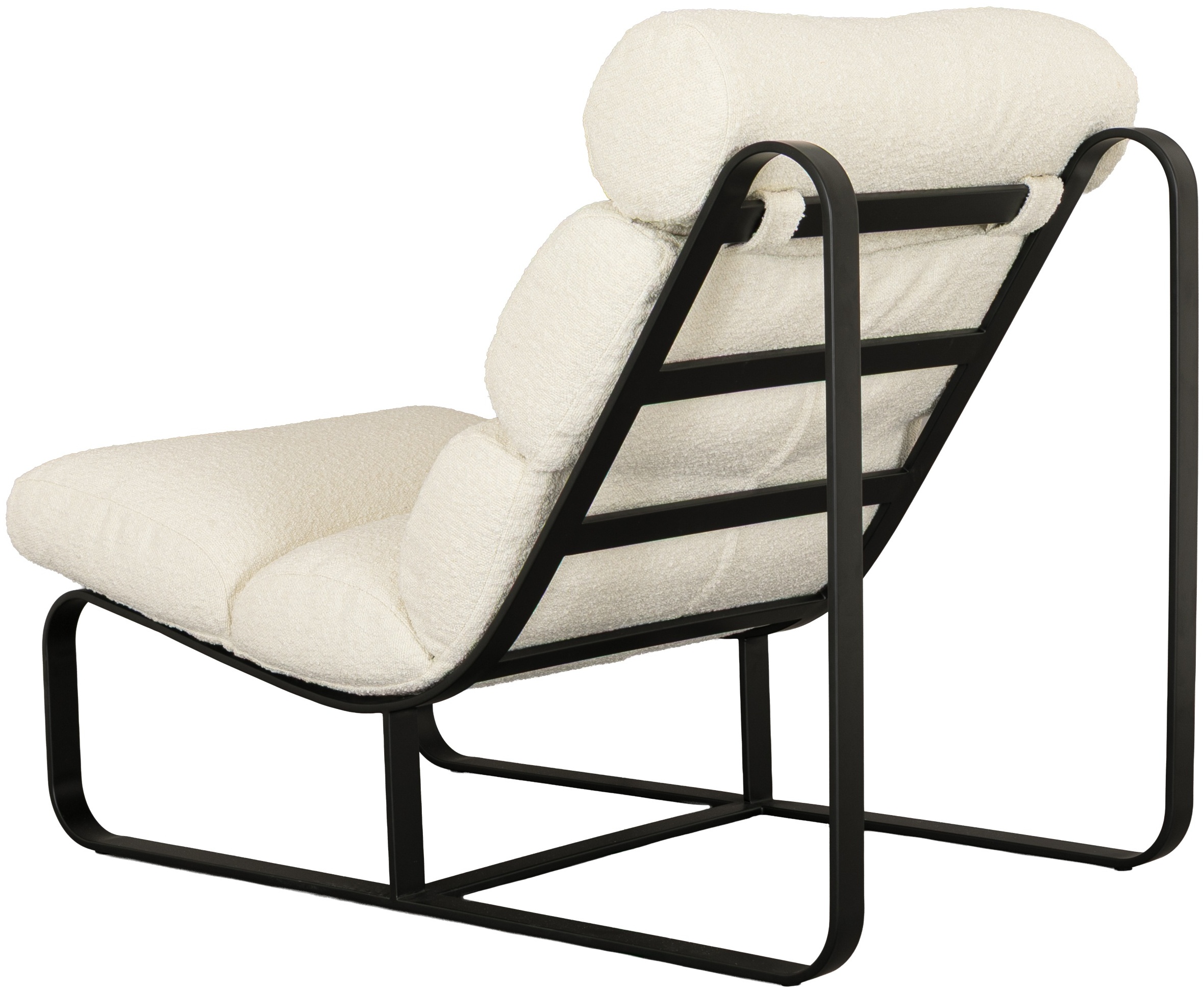 Fergus lounge chair with Black Powder coated steel frame, Boucle Cream Fabric - image 2