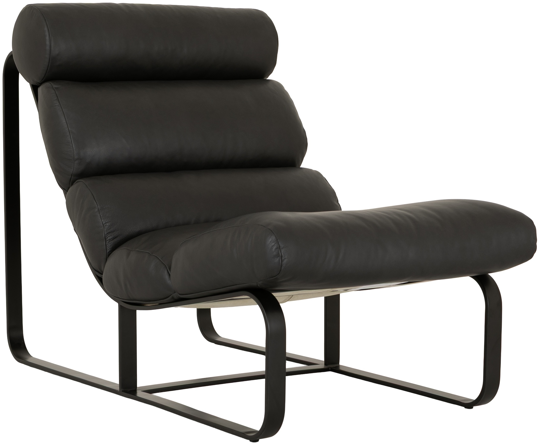 Fergus lounge chair with Black Powder coated steel frame, Courier Black Leather - image 1