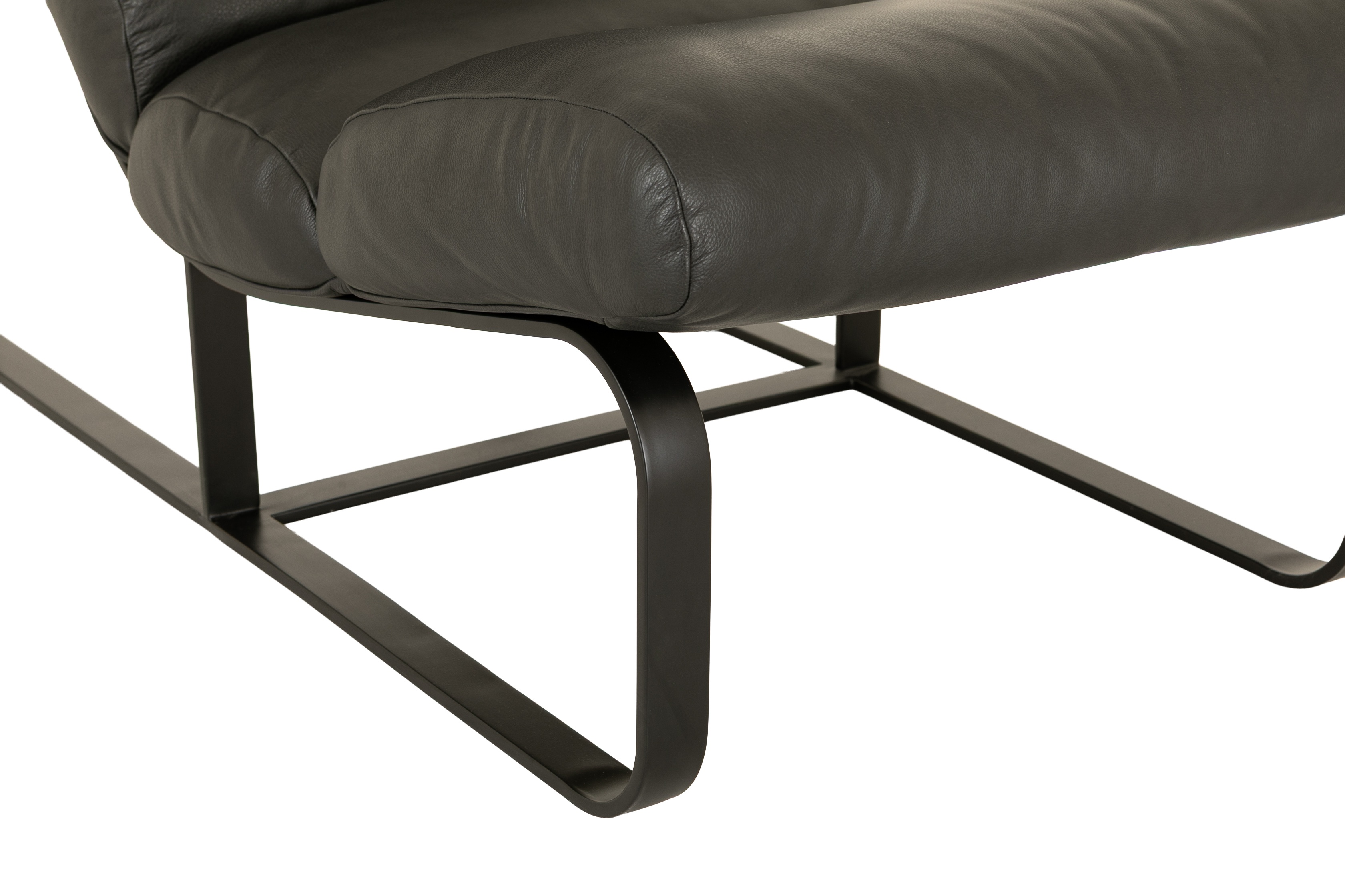 Fergus lounge chair with Black Powder coated steel frame, Courier Black Leather - image 2