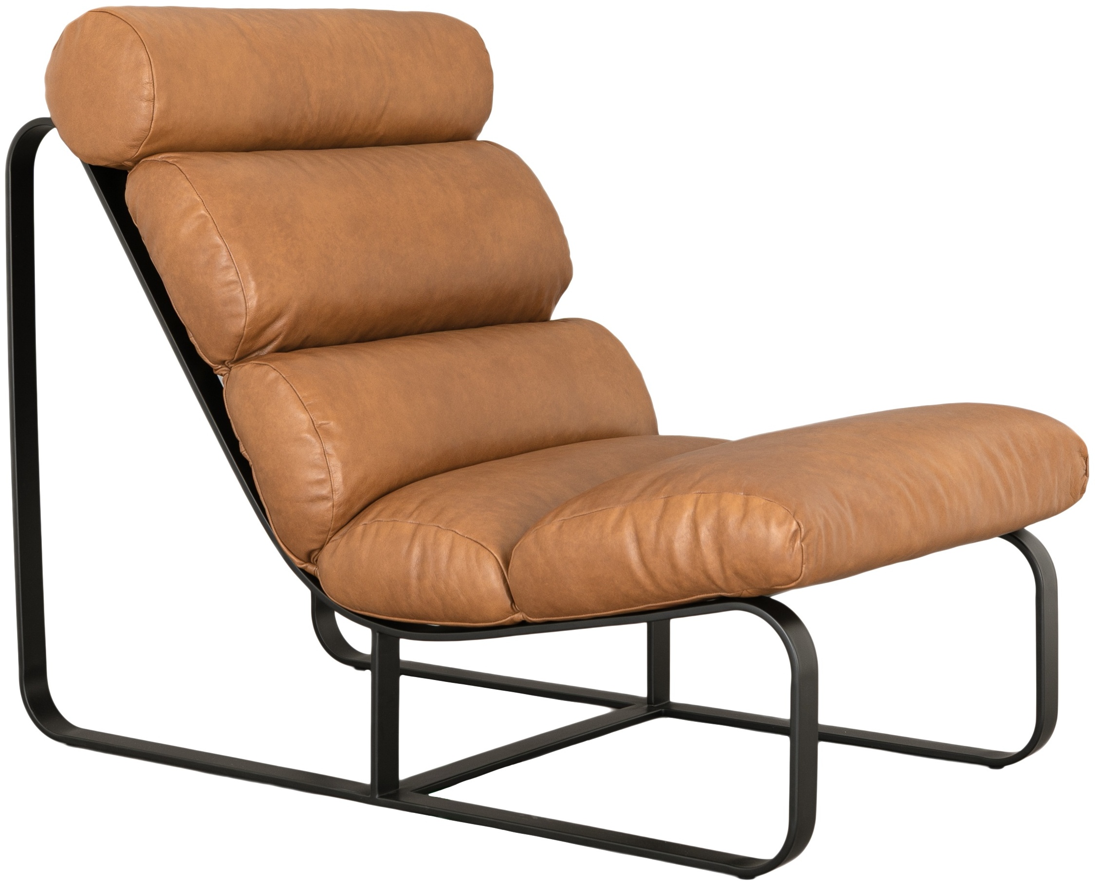 Fergus lounge chair with Black Powder coated steel frame, Oxford Spice Leather - image 2