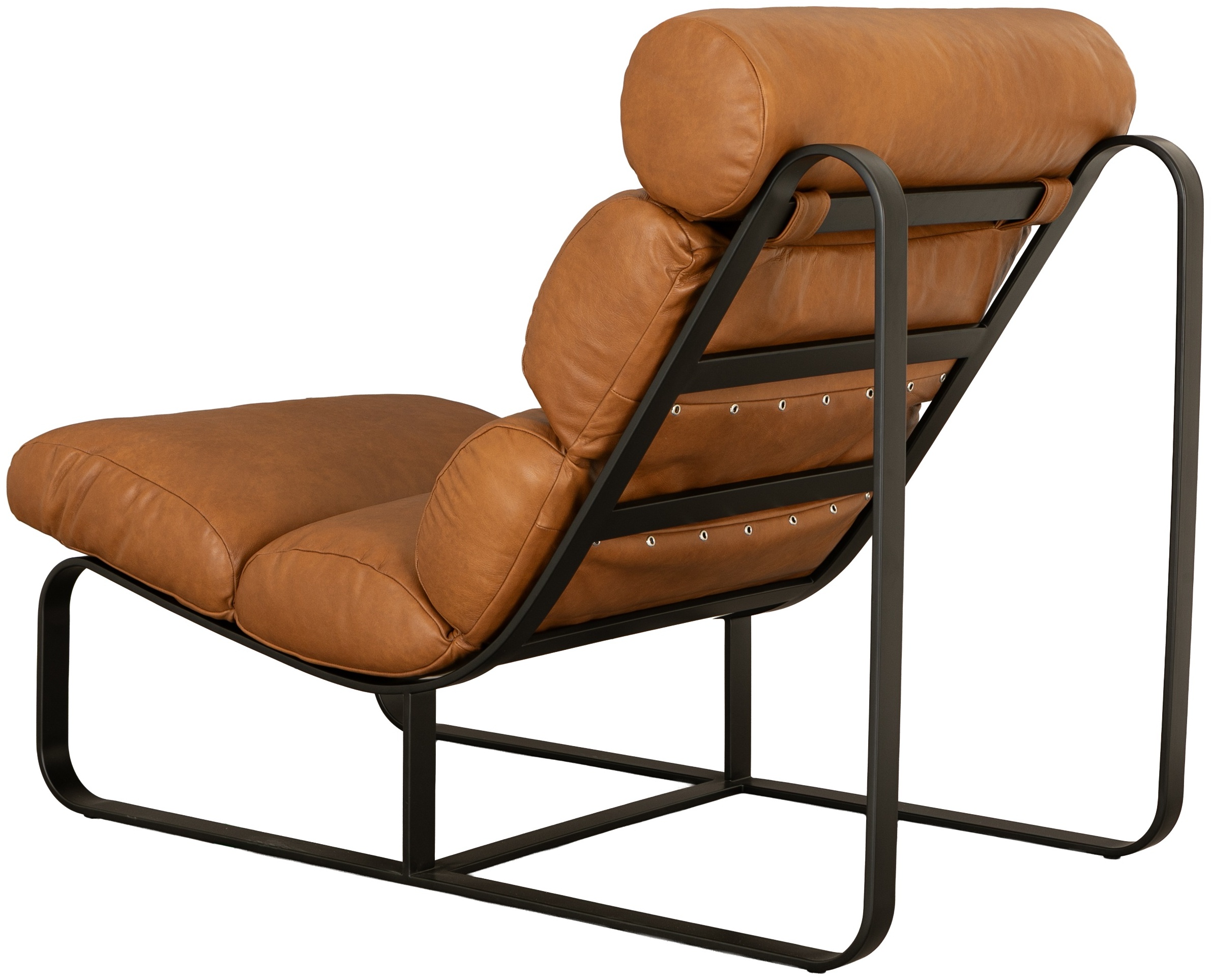 Fergus lounge chair with Black Powder coated steel frame, Oxford Spice Leather - image 5