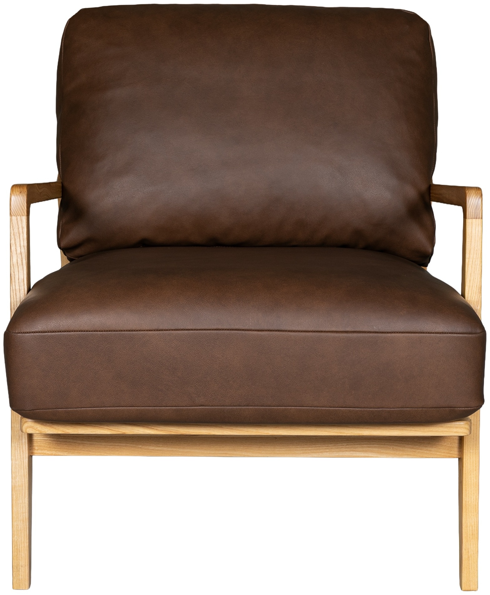 Lucas lounge chair with Solid natural rubberwood frame, Courier Brown Leather - image 2