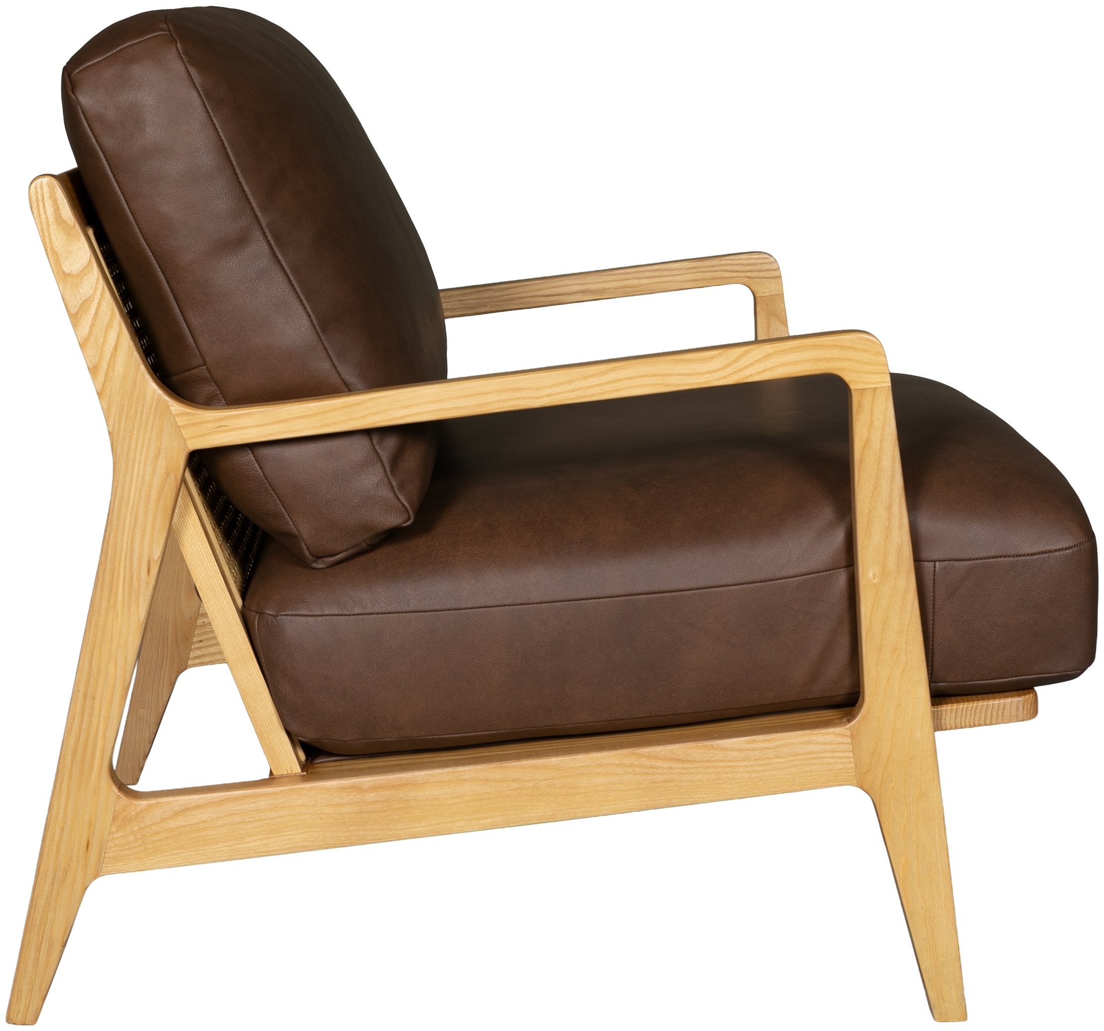Lucas lounge chair with Solid natural rubberwood frame, Courier Brown Leather - image 5