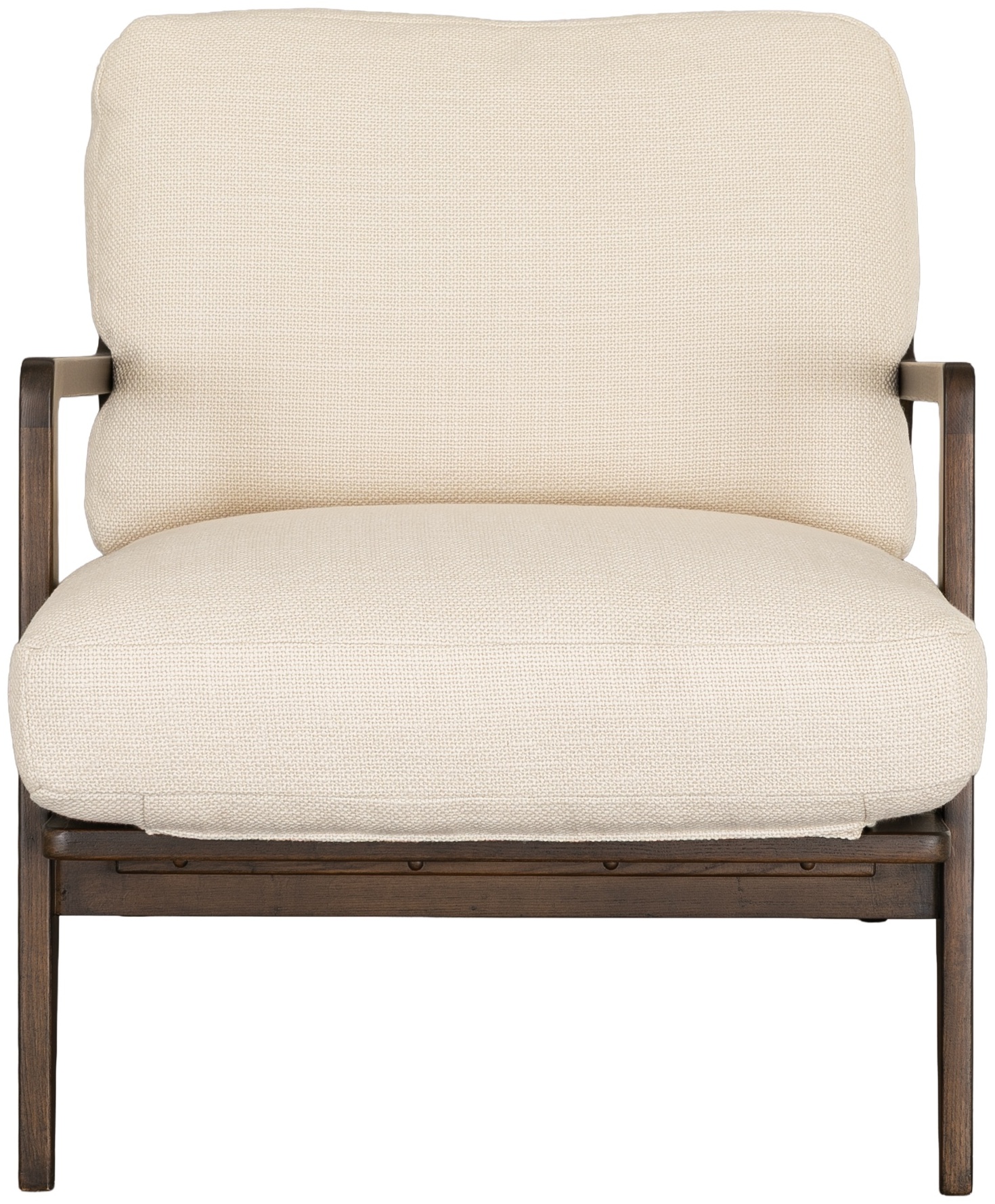 Poltrona Lucas con marco de rubberwood teñido de walnut, tela Bermuda Ivory. - image 1