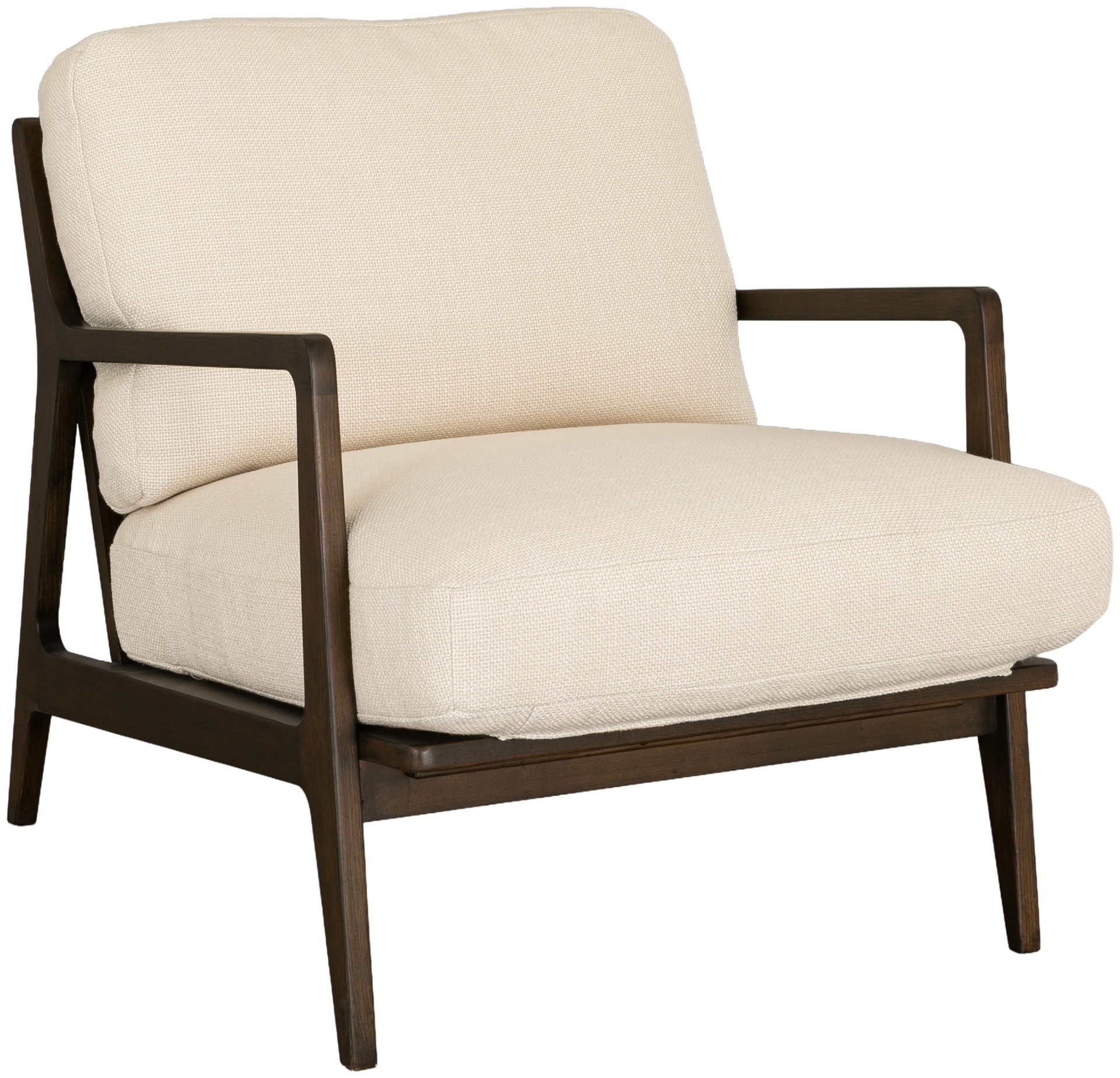 Poltrona Lucas con marco de rubberwood teñido de walnut, tela Bermuda Ivory. - image 2