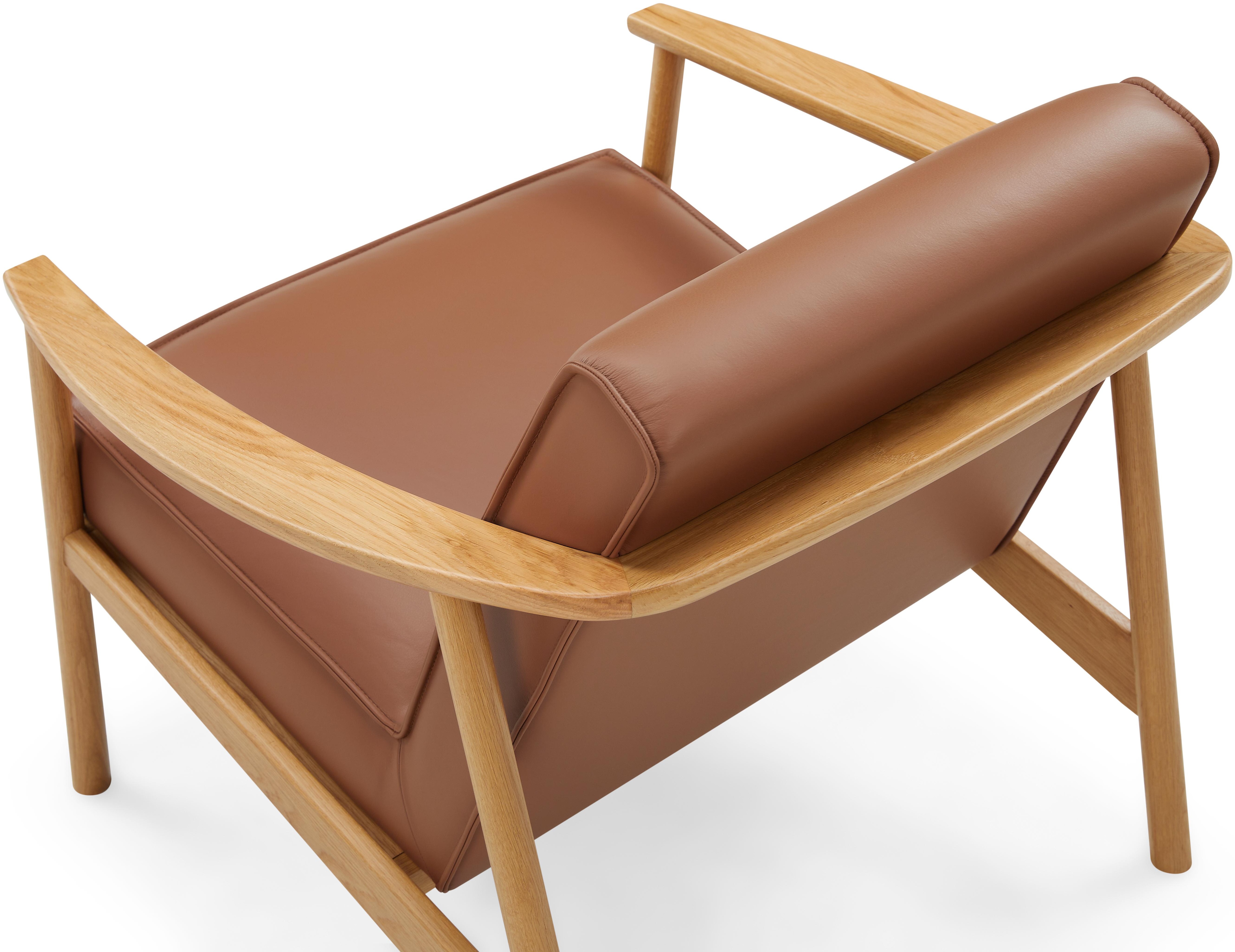 Platos lounge chair with Solid natural oak frame, Gr2 Cognac Leather - image 2