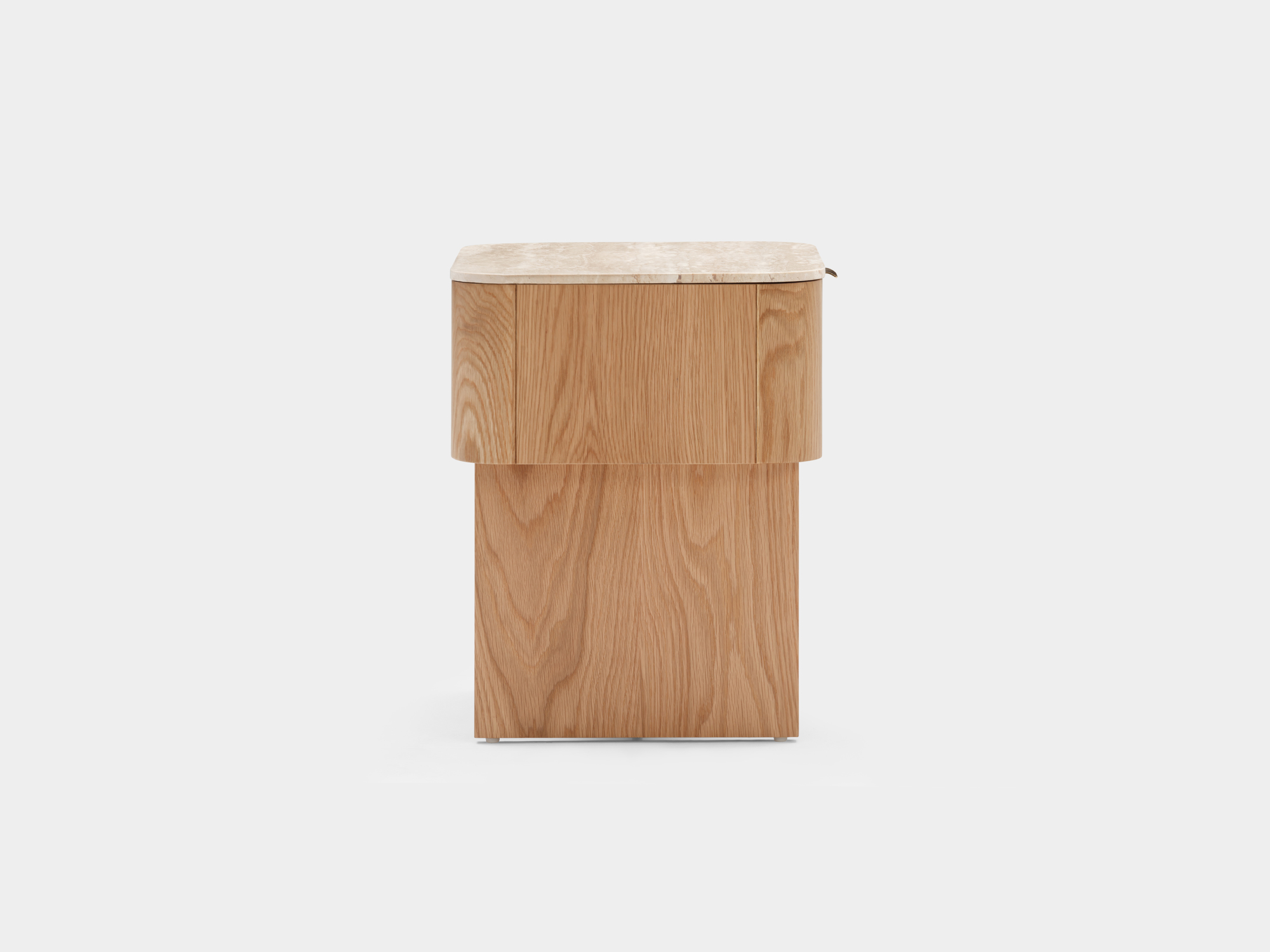 Ciso Bedside Table with Natural oak veneer frame, Natural Travertine top - image 1