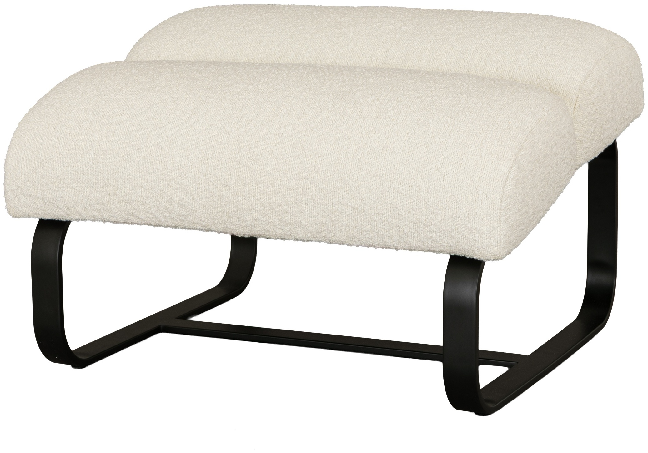 Fergus Ottoman with Black Powder coated steel frame, Boucle Cream Fabric - image 1