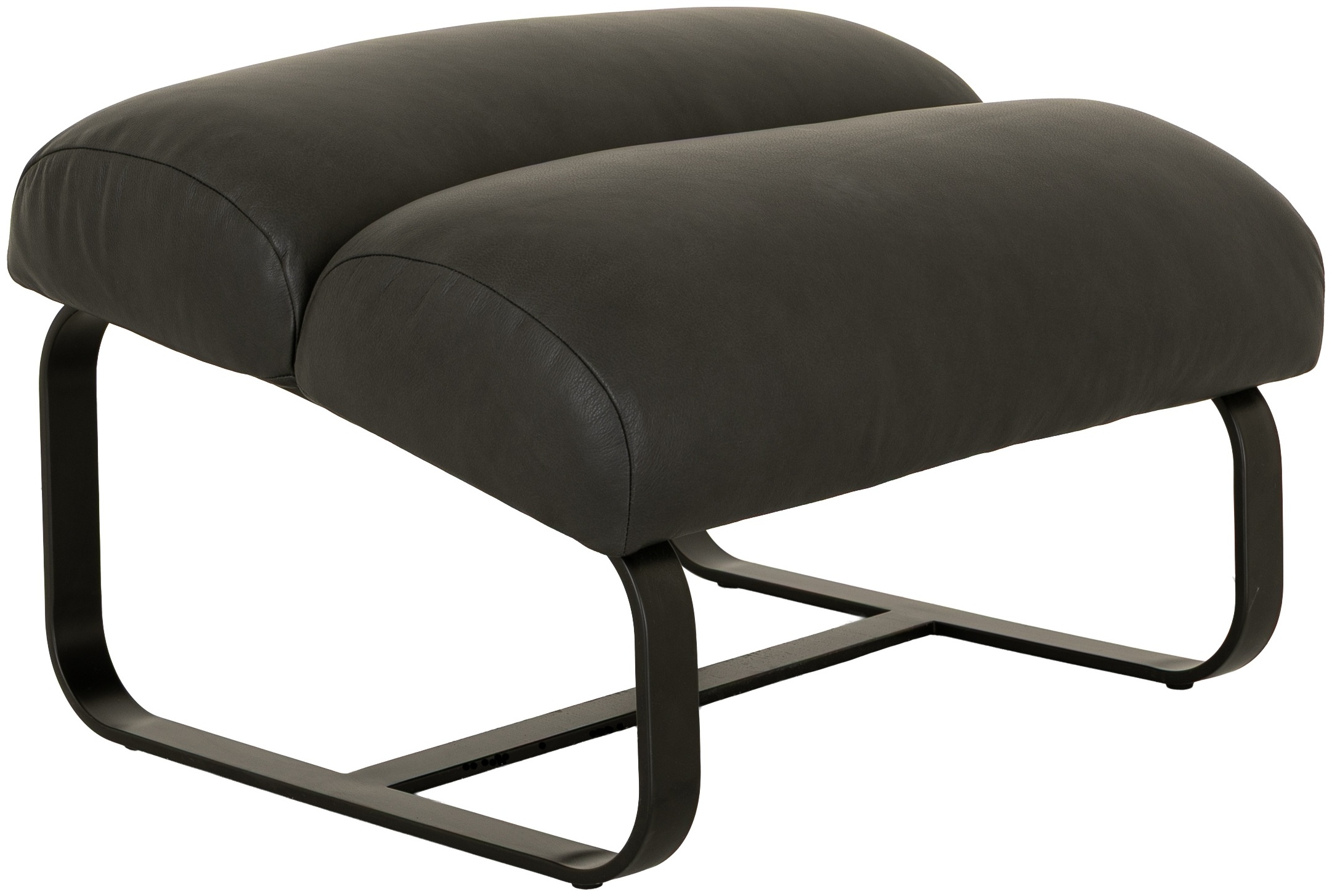 Fergus Ottoman with Black Powder coated steel frame, Courier Black Leather - image 1