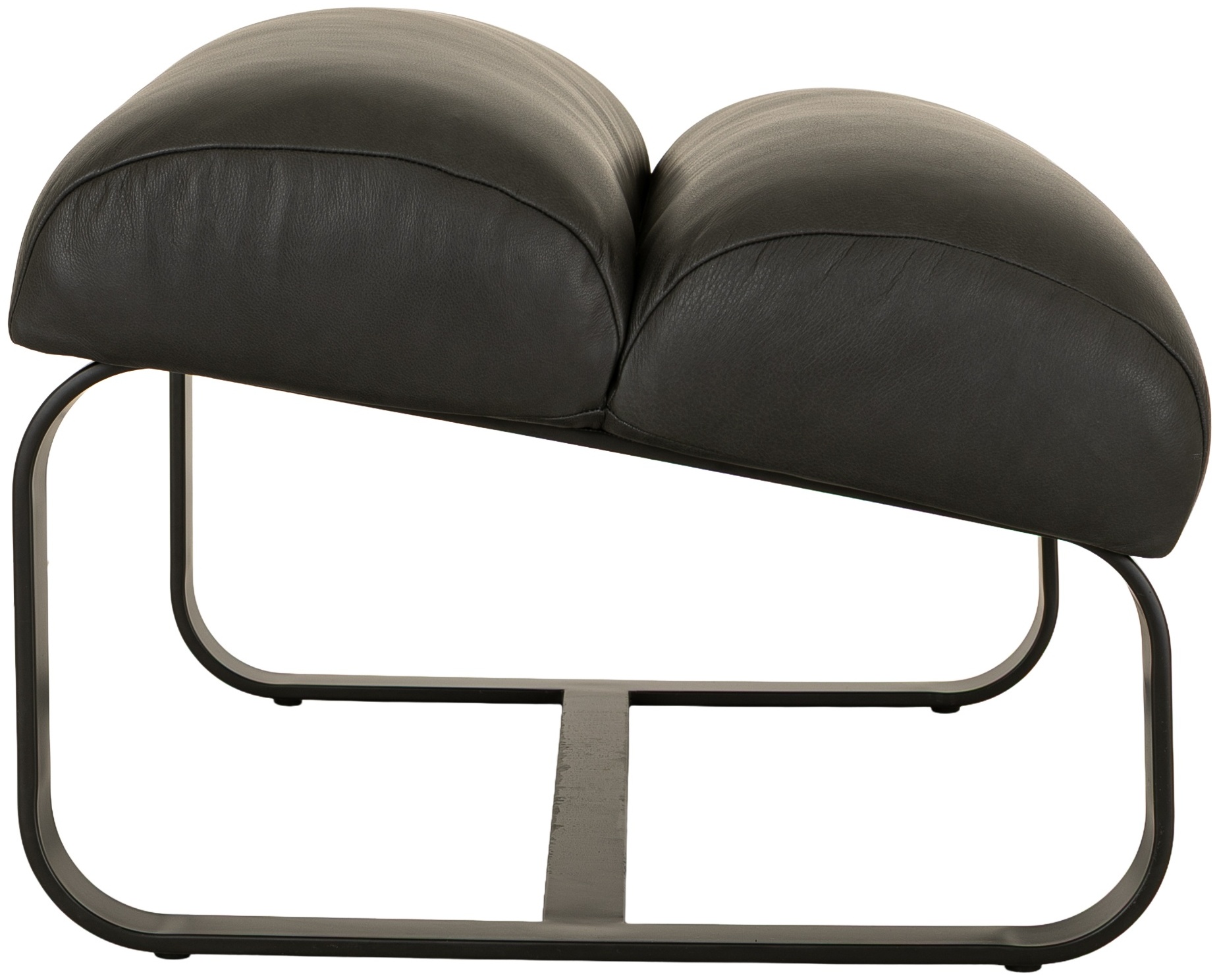 Fergus Ottoman with Black Powder coated steel frame, Courier Black Leather - image 2