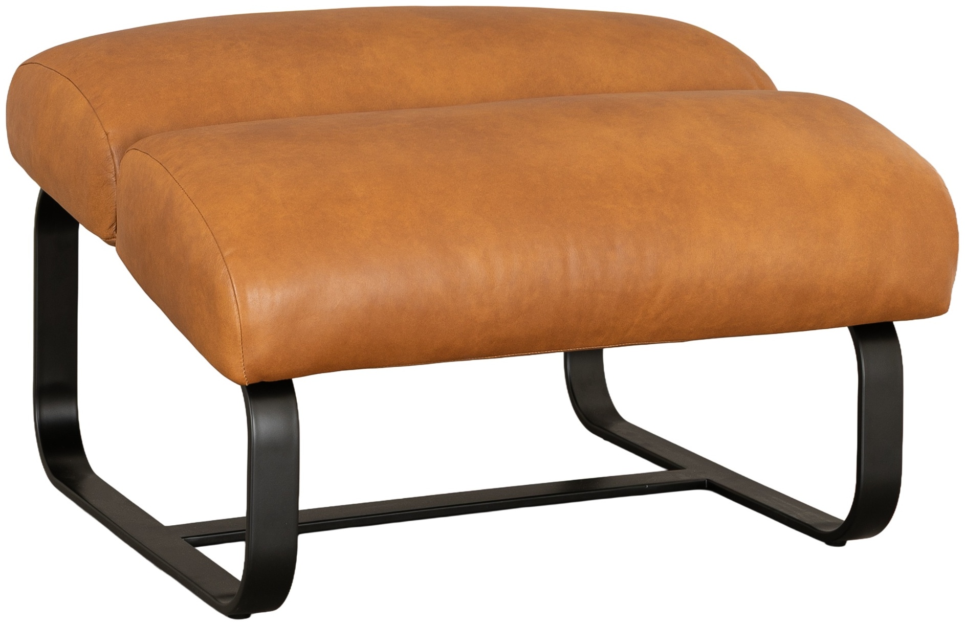 Fergus Ottoman with Black Powder coated steel frame, Oxford Spice Leather - image 2