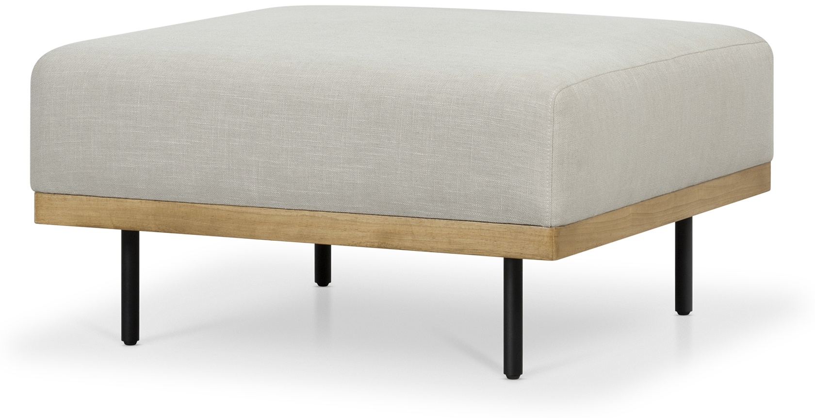 Otomana tribeca con marco sólido de rubberwood natural, Tela Diego Natural - image 2