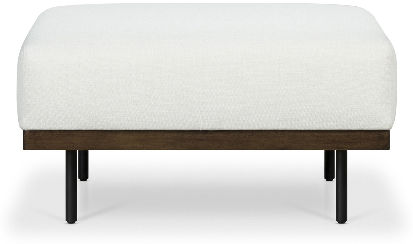 Otomana tribeca con marco de rubberwood teñido en walnut, Tela Groove Off White - image 2