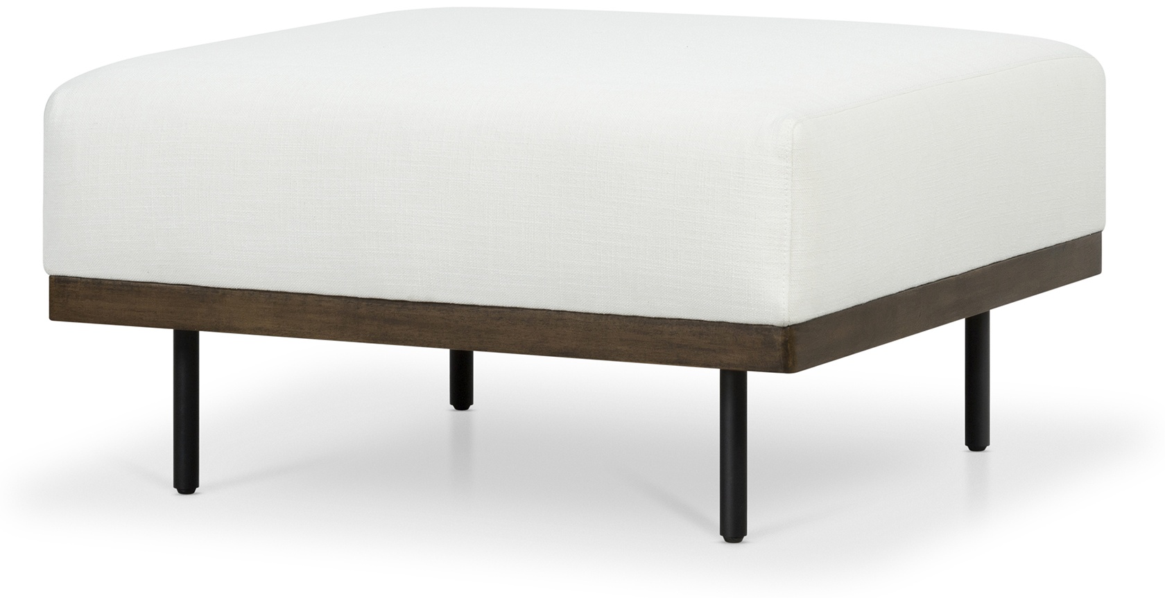 Otomana tribeca con marco de rubberwood teñido en walnut, Tela Groove Off White - image 3