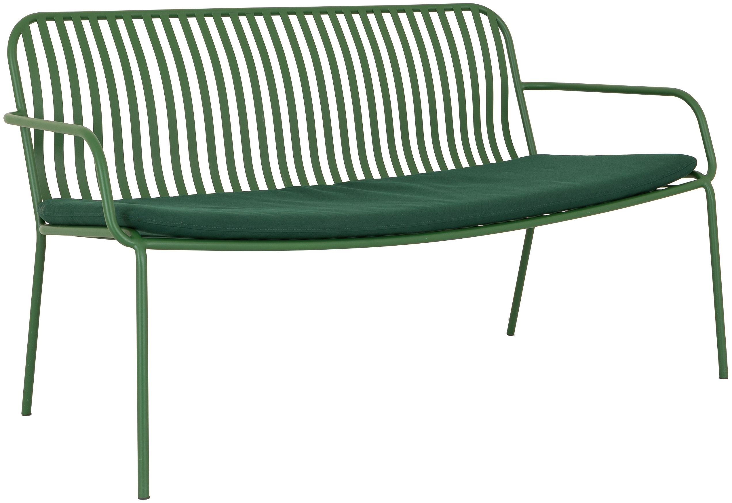 Petrol Lounge Bench with Green Powder coated steel frame, Solara Forest Green Fabric - image 2