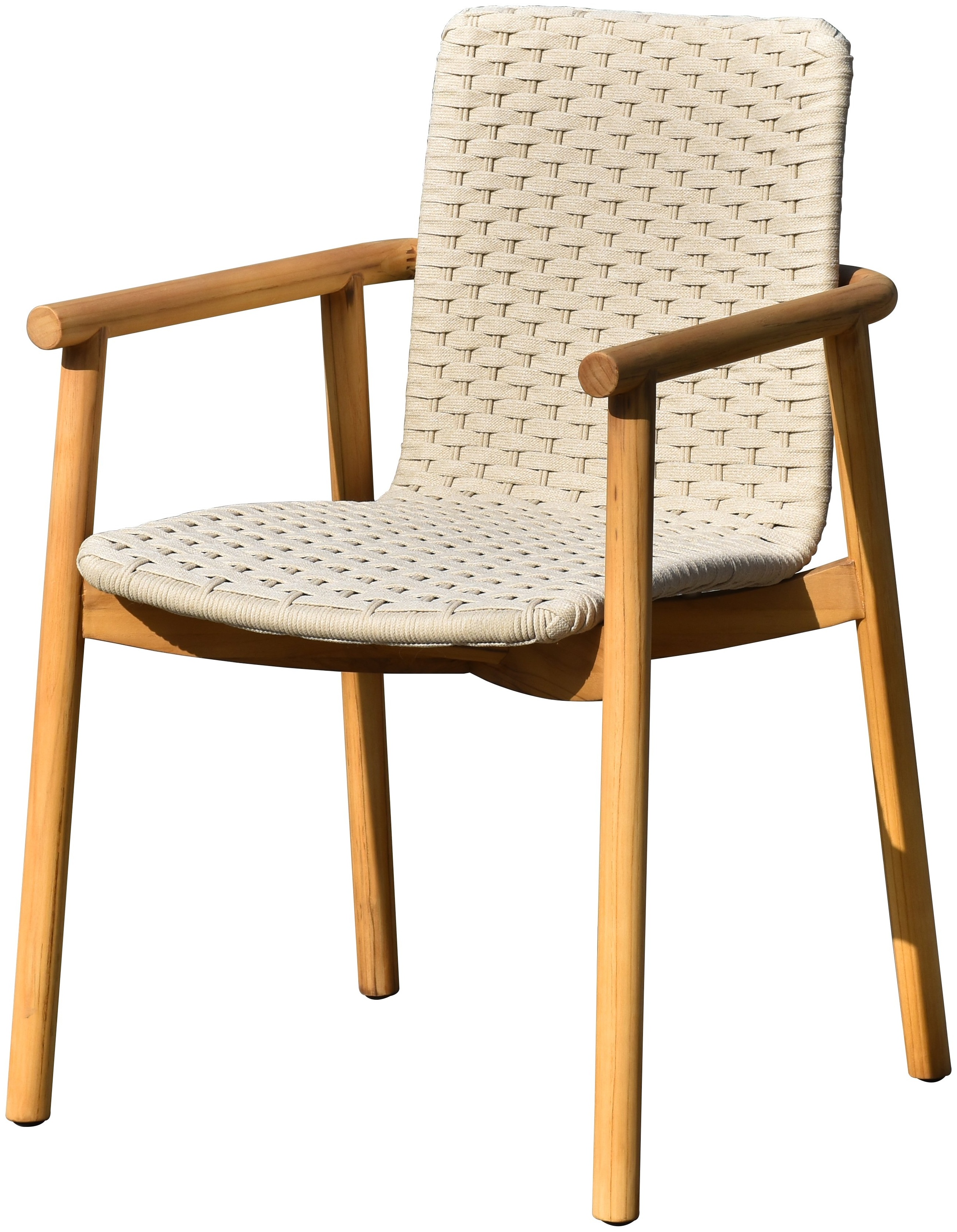 silla de comedor picasso con marco de Teca, tejido plano Beige - image 1