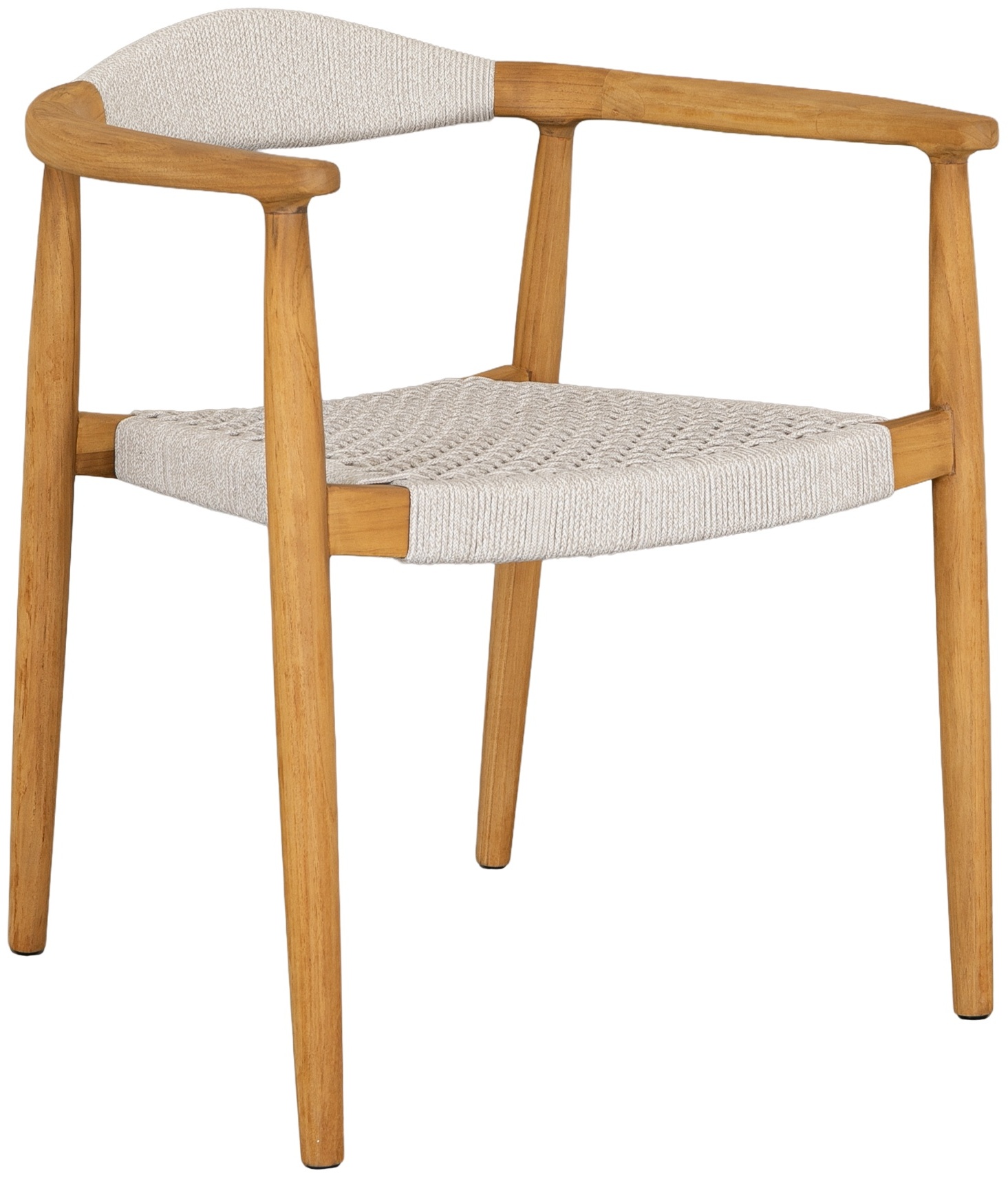 Silla de comedor President con marco de teca, tejido en gris claro. - image 2
