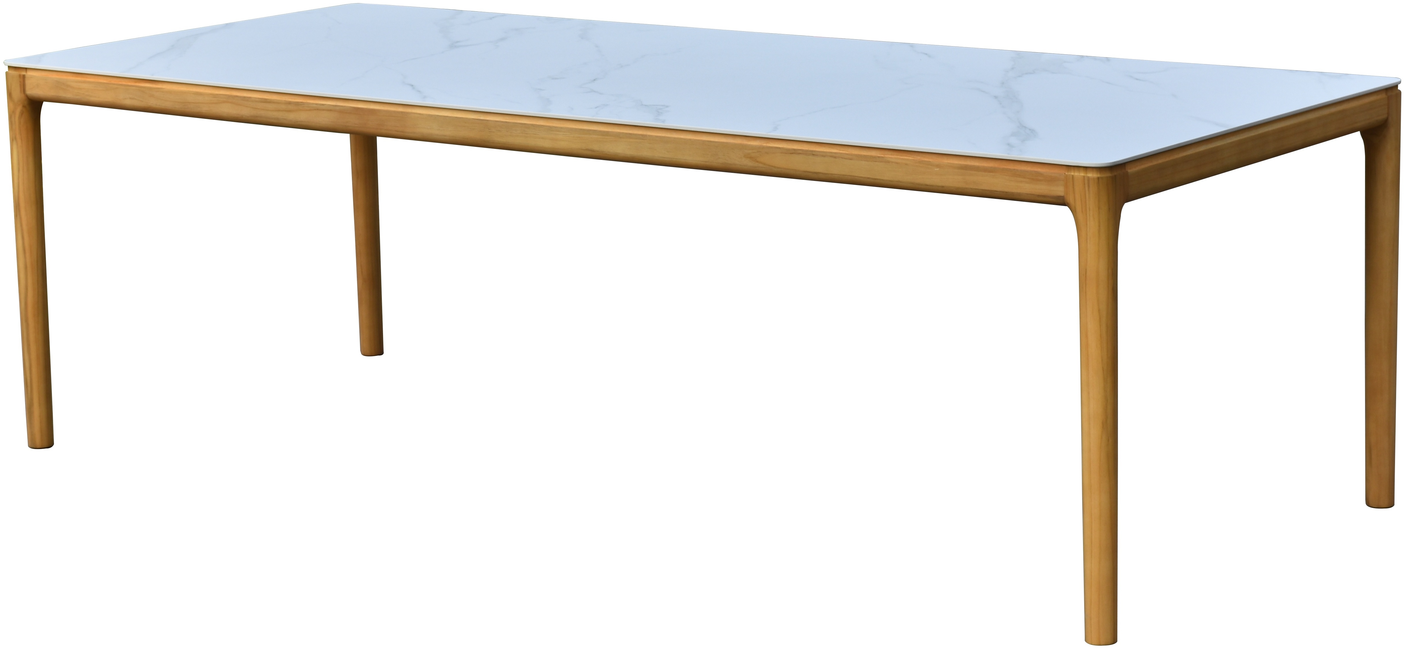 Mesa de comedor Turin con marco de Teca, sobre de Cerámica Blanca, 240 cm - image 1