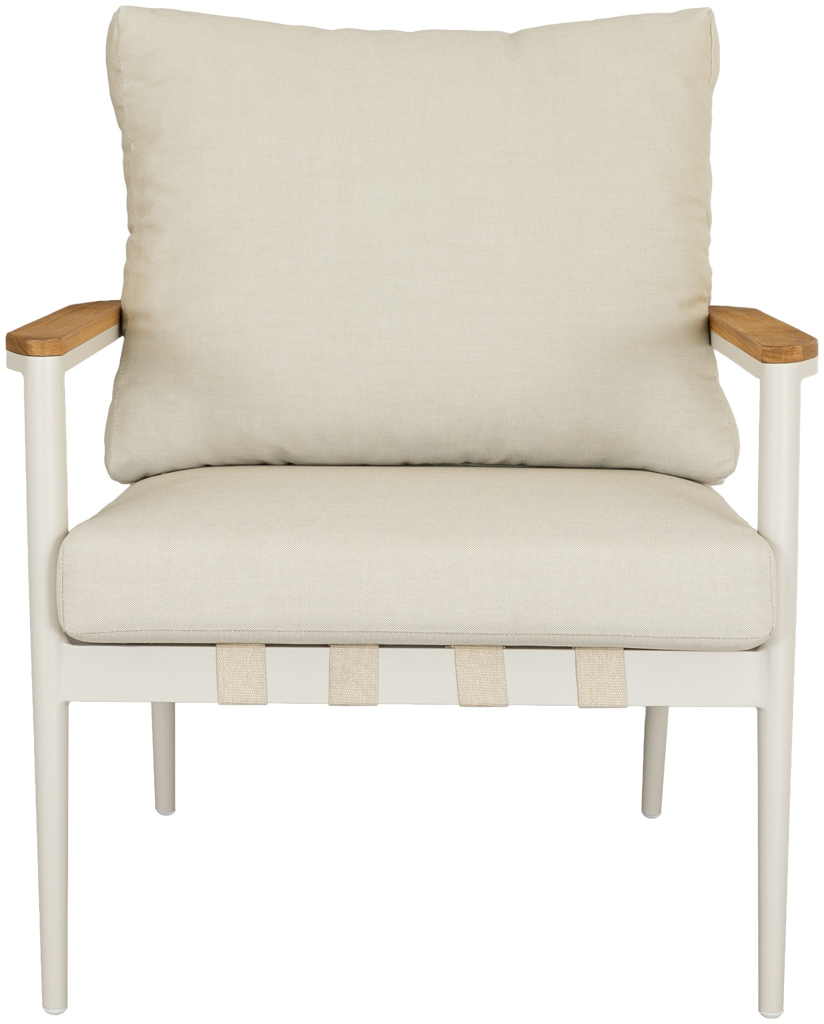 Acropolis Lounge Chair with Cream powder coated aluminum frame, AE2 Beige Fabric, Beige weaving - image 2