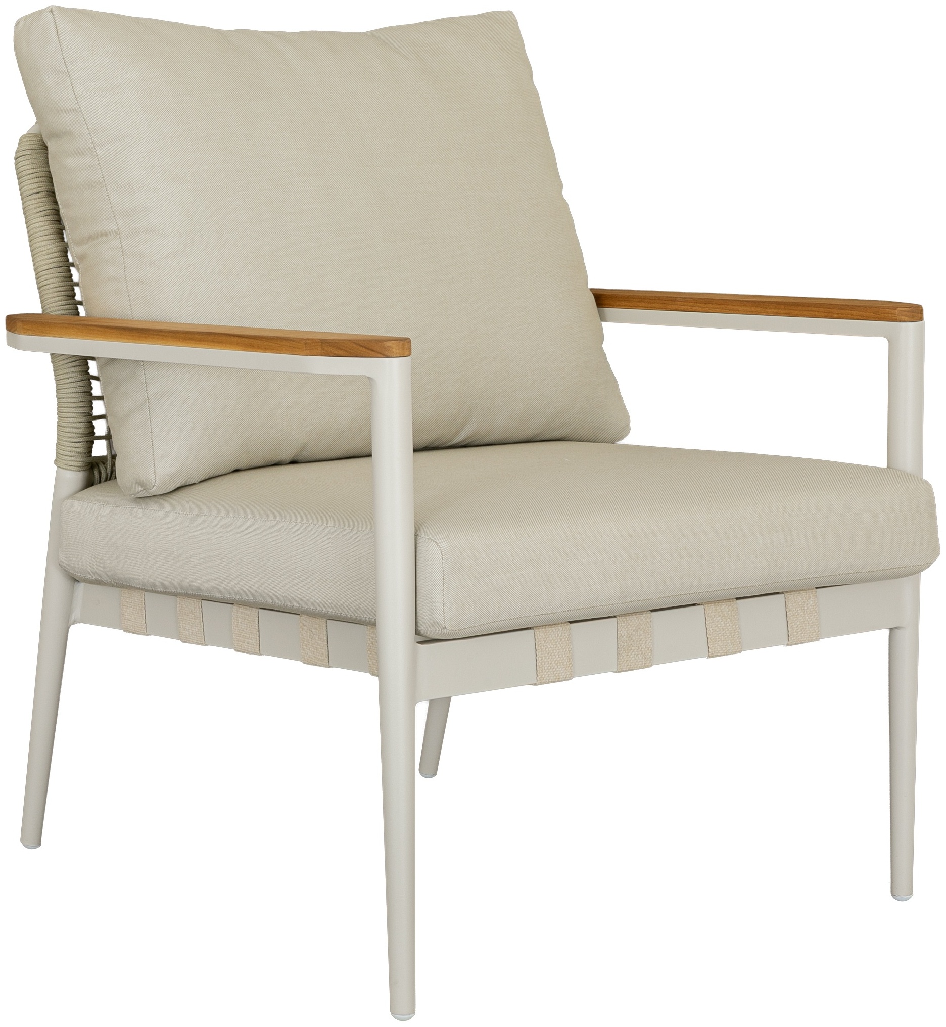 Acropolis Lounge Chair with Cream powder coated aluminum frame, AE2 Beige Fabric, Beige weaving - image 3