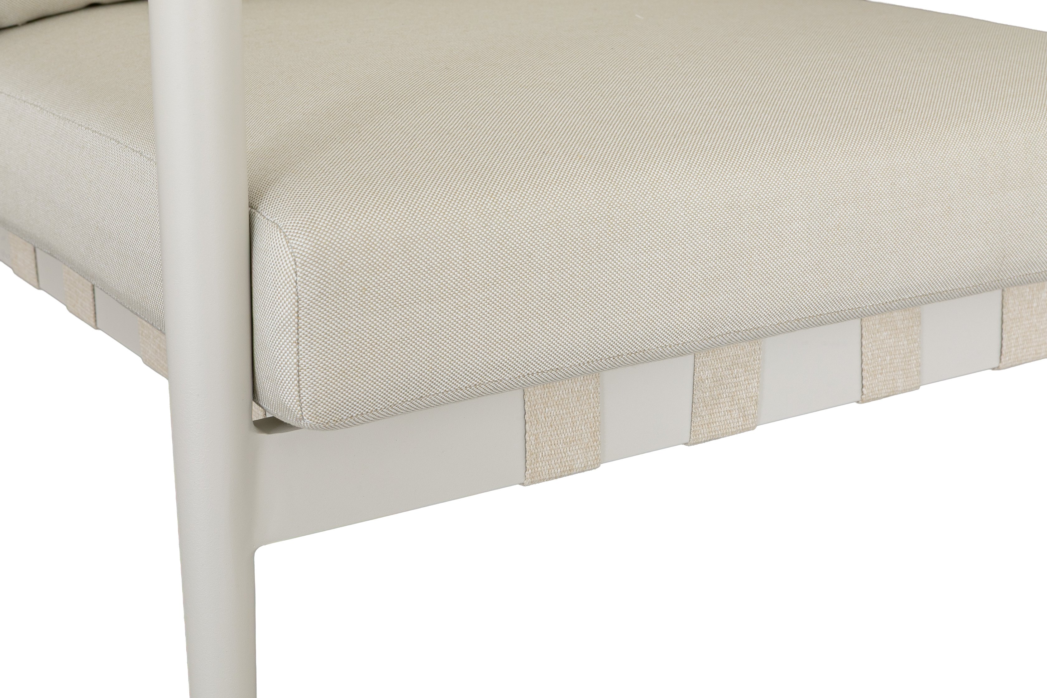 Acropolis Lounge Chair with Cream powder coated aluminum frame, AE2 Beige Fabric, Beige weaving - image 4