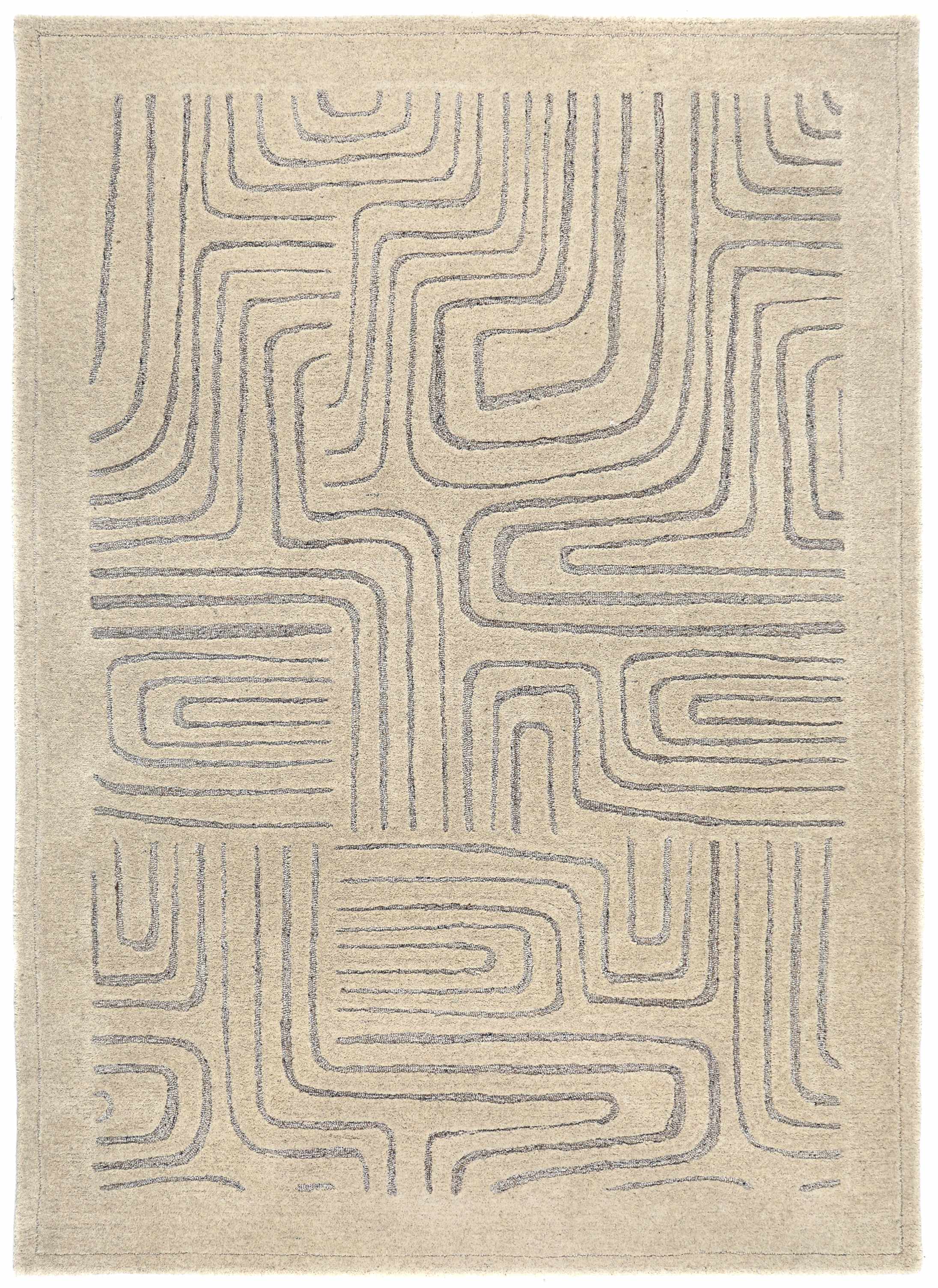 Alfombra Almeira-3 con marco de lana color caqui, 6x9 cm. - image 1