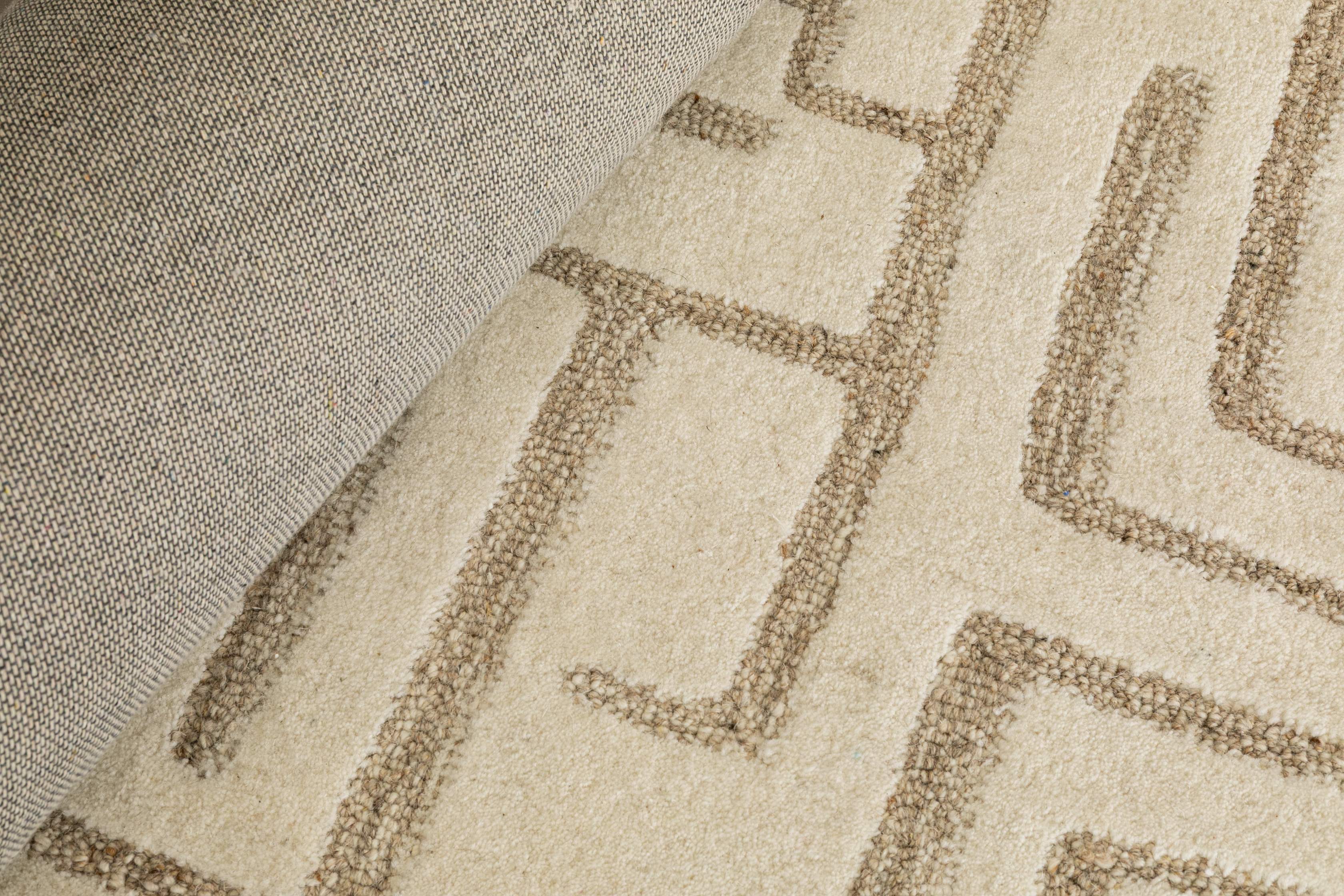 Almeira-4 Round Rug with White mustard wool frame, 10 cm - image 4