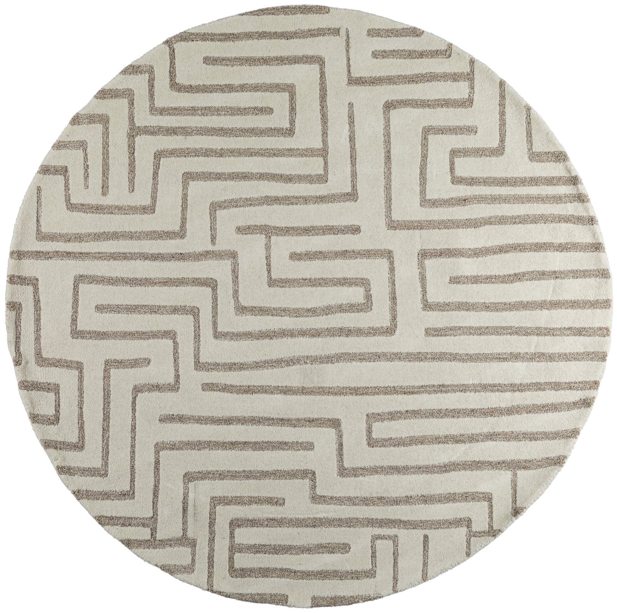 Almeira-4 Round Rug with White mustard wool frame, 10 cm - image 5