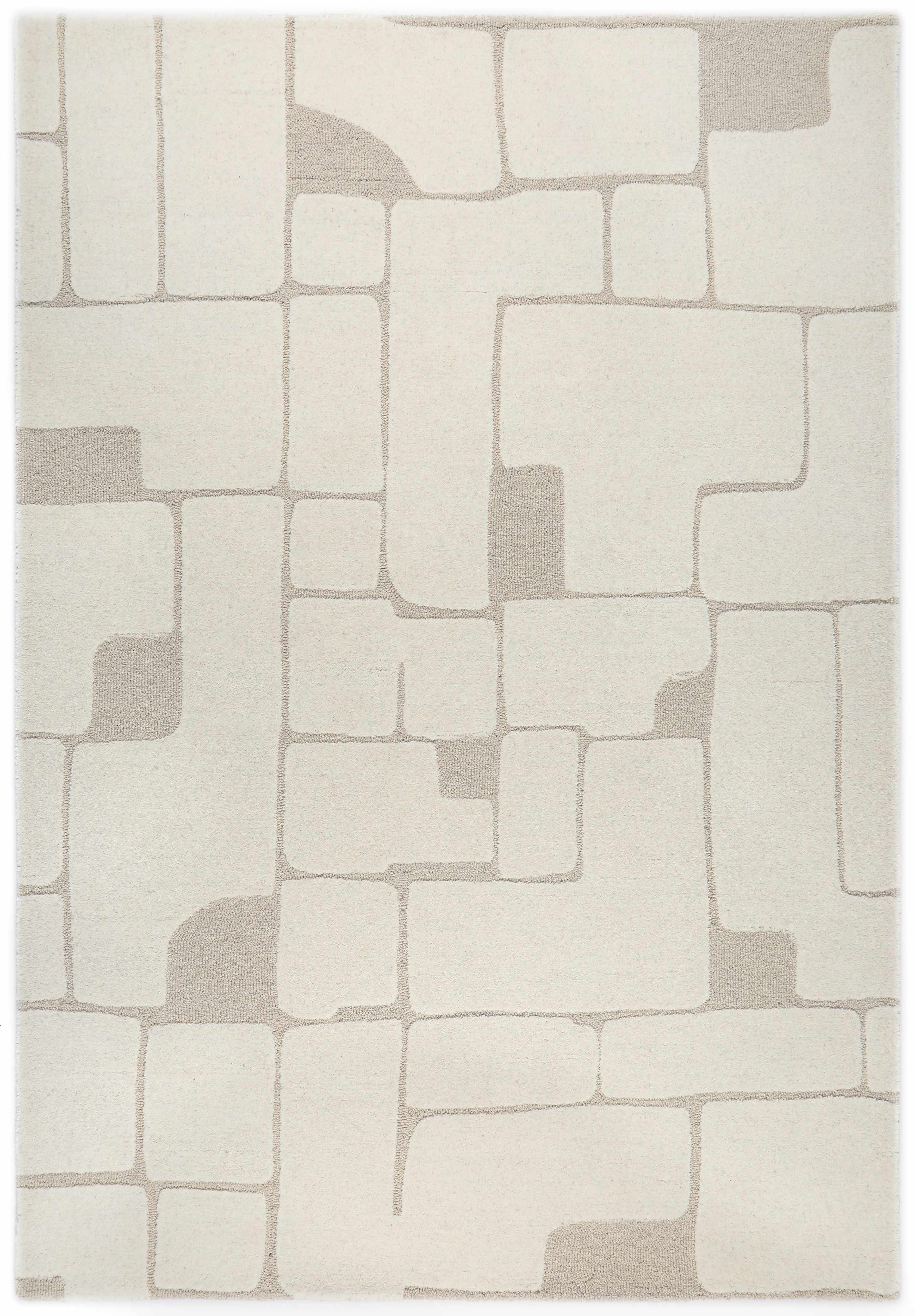 Alfombra Asmara con marco de lana de arena blanca, 10x14 cm - image 1