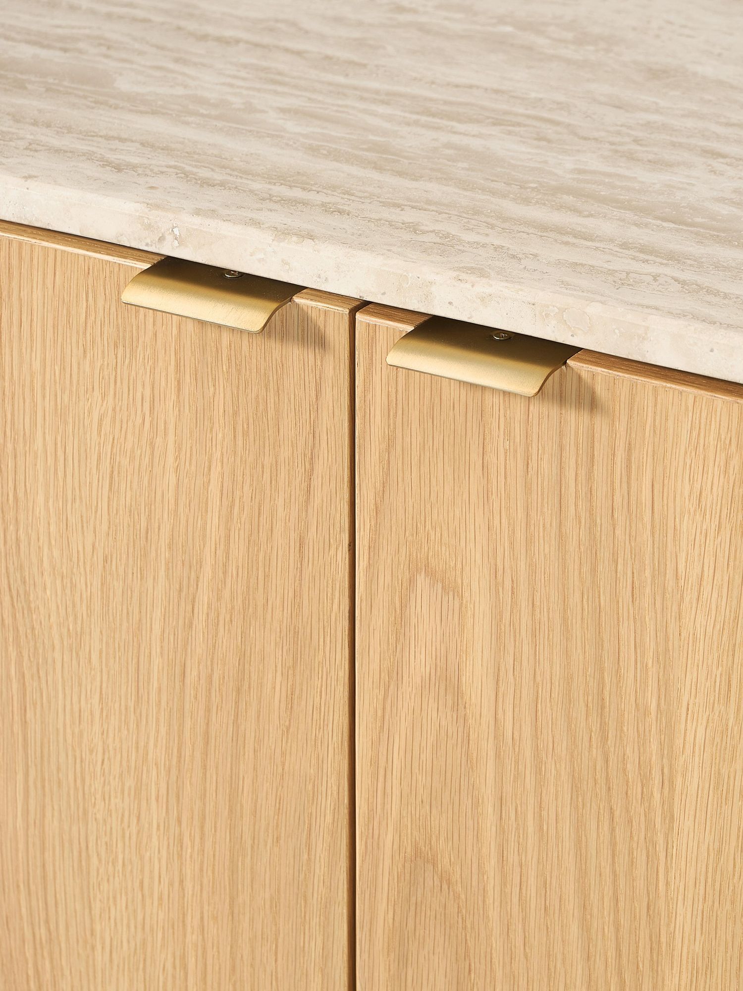 Ciso sideboard with Natural oak veneer frame, Natural Travertine top, 180 cm - image 1