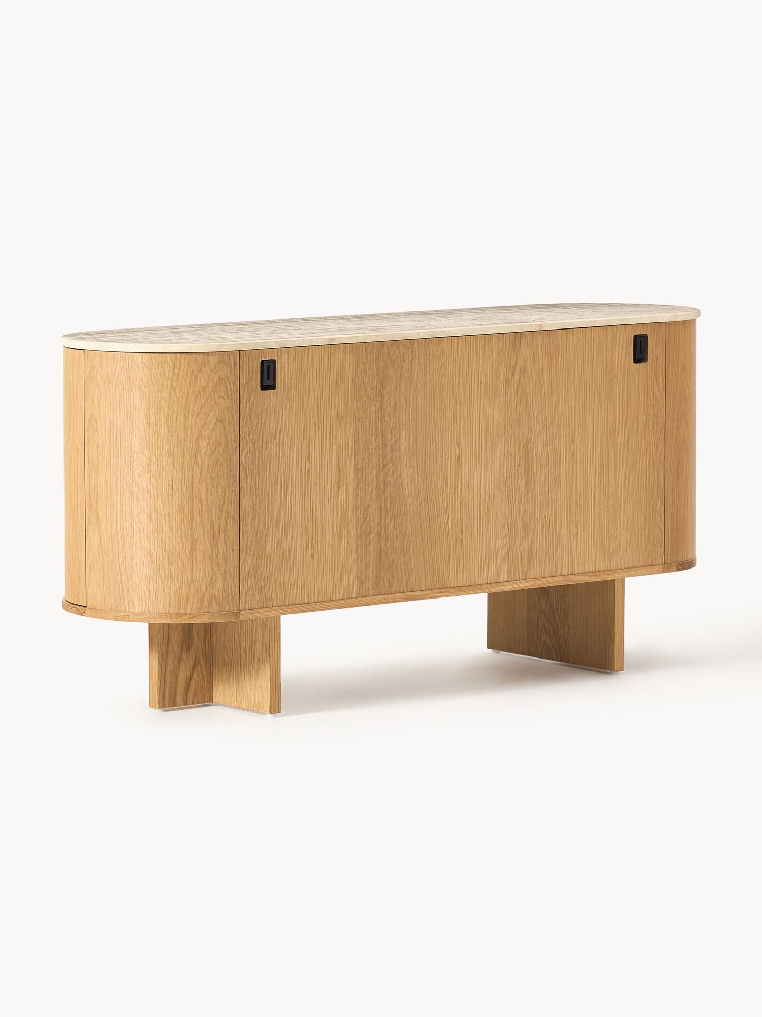 Ciso sideboard with Natural oak veneer frame, Natural Travertine top, 180 cm - image 2