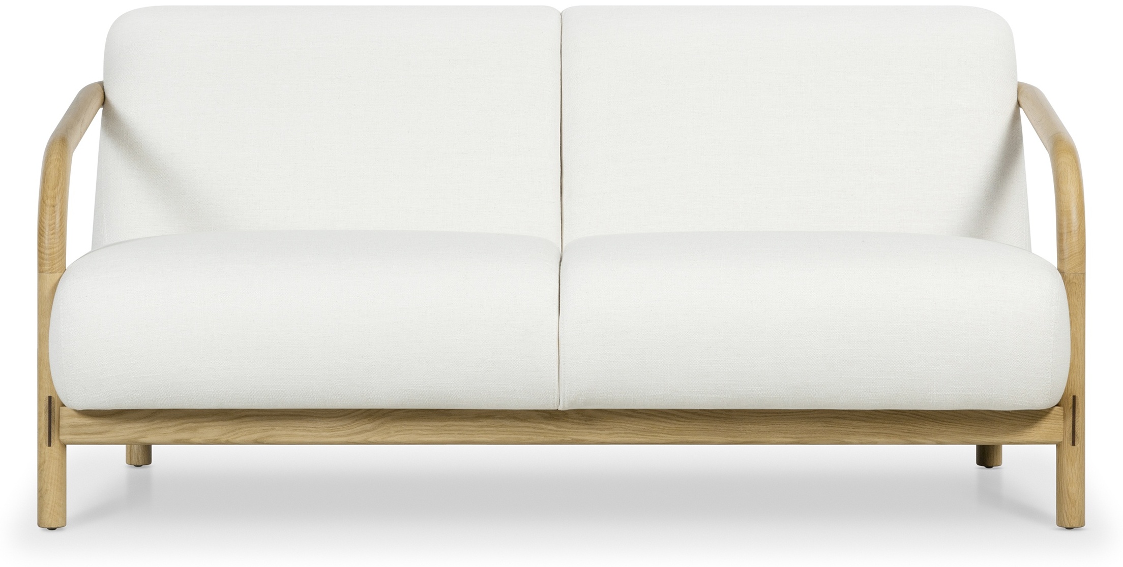 Sofá Alma de 2 puestos con marco sólido de rubberwood natural, tela Diego Cream. - image 1