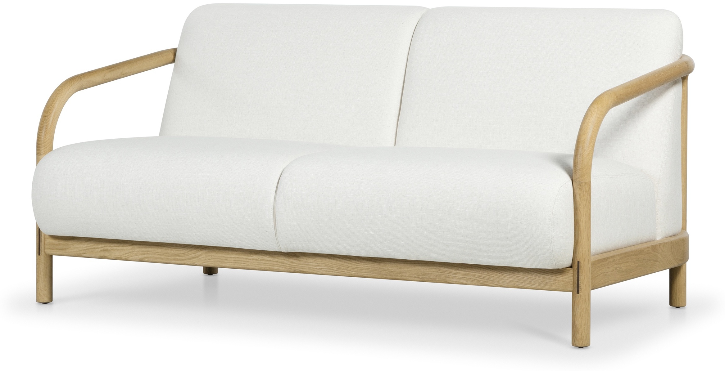 Sofá Alma de 2 puestos con marco sólido de rubberwood natural, tela Diego Cream. - image 2