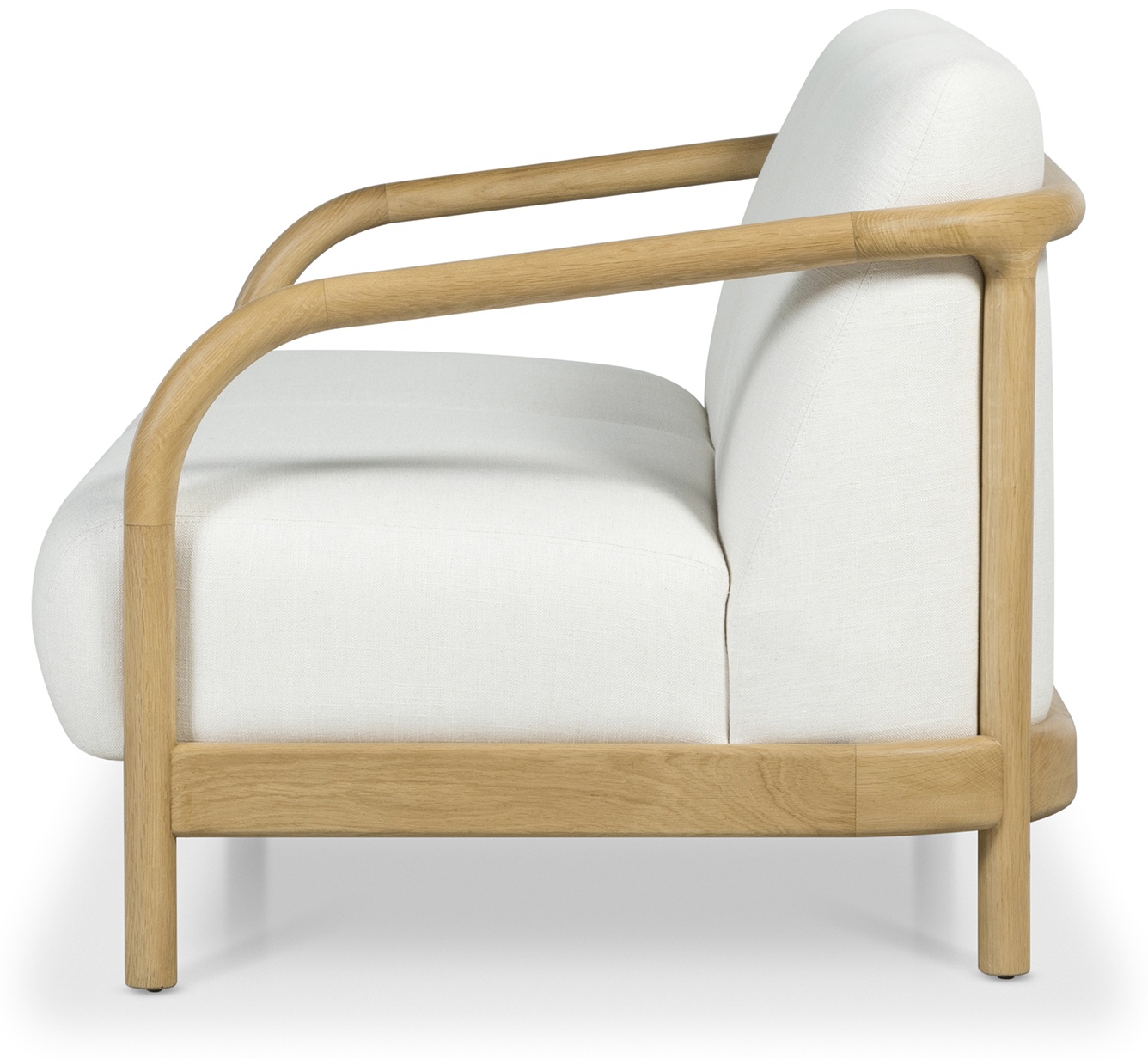 Sofá Alma de 2 puestos con marco sólido de rubberwood natural, tela Diego Cream. - image 3