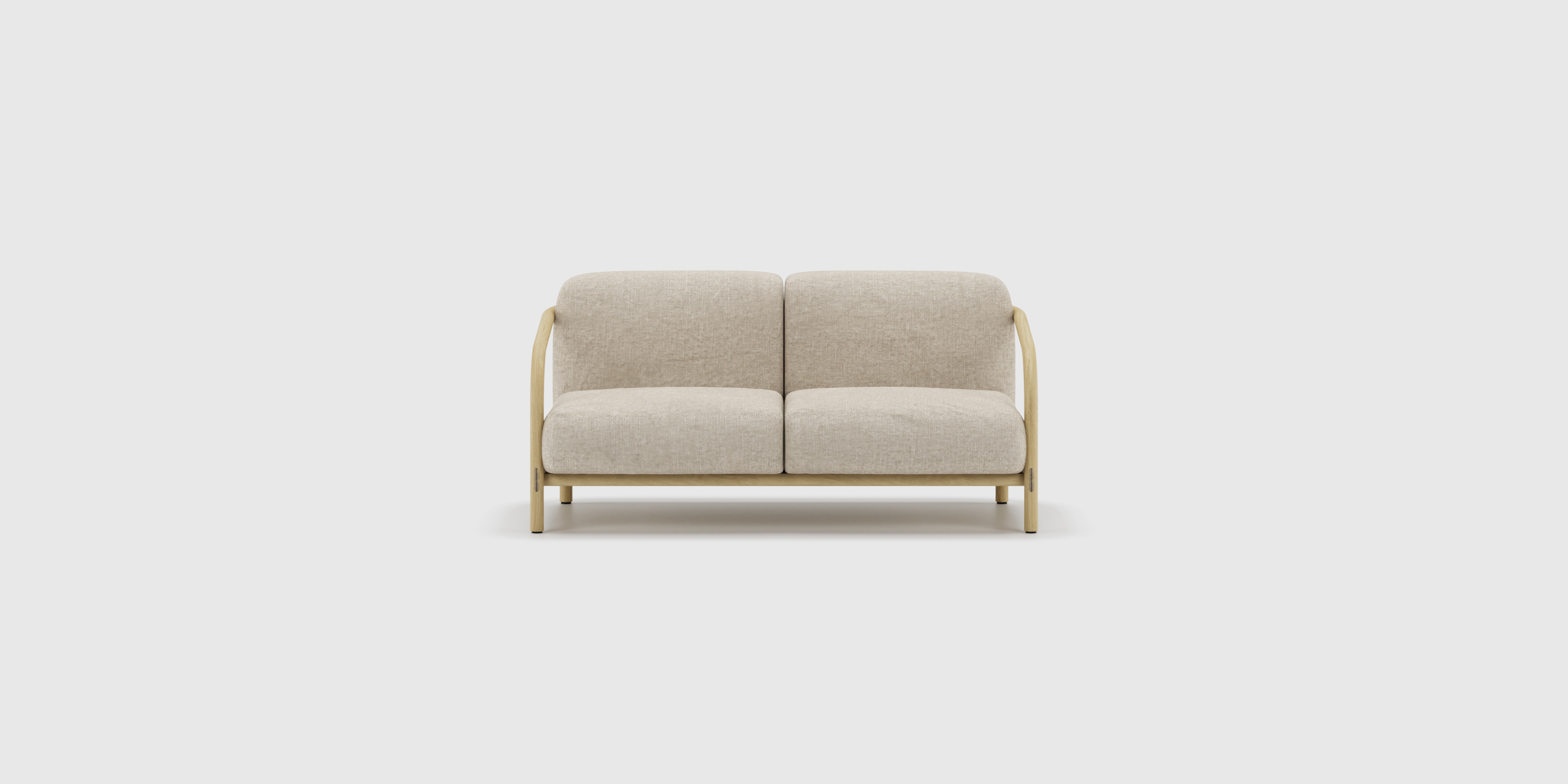 Alma 2 seater sofa with Solid natural rubberwood frame, Diego Natural Fabric - image 2