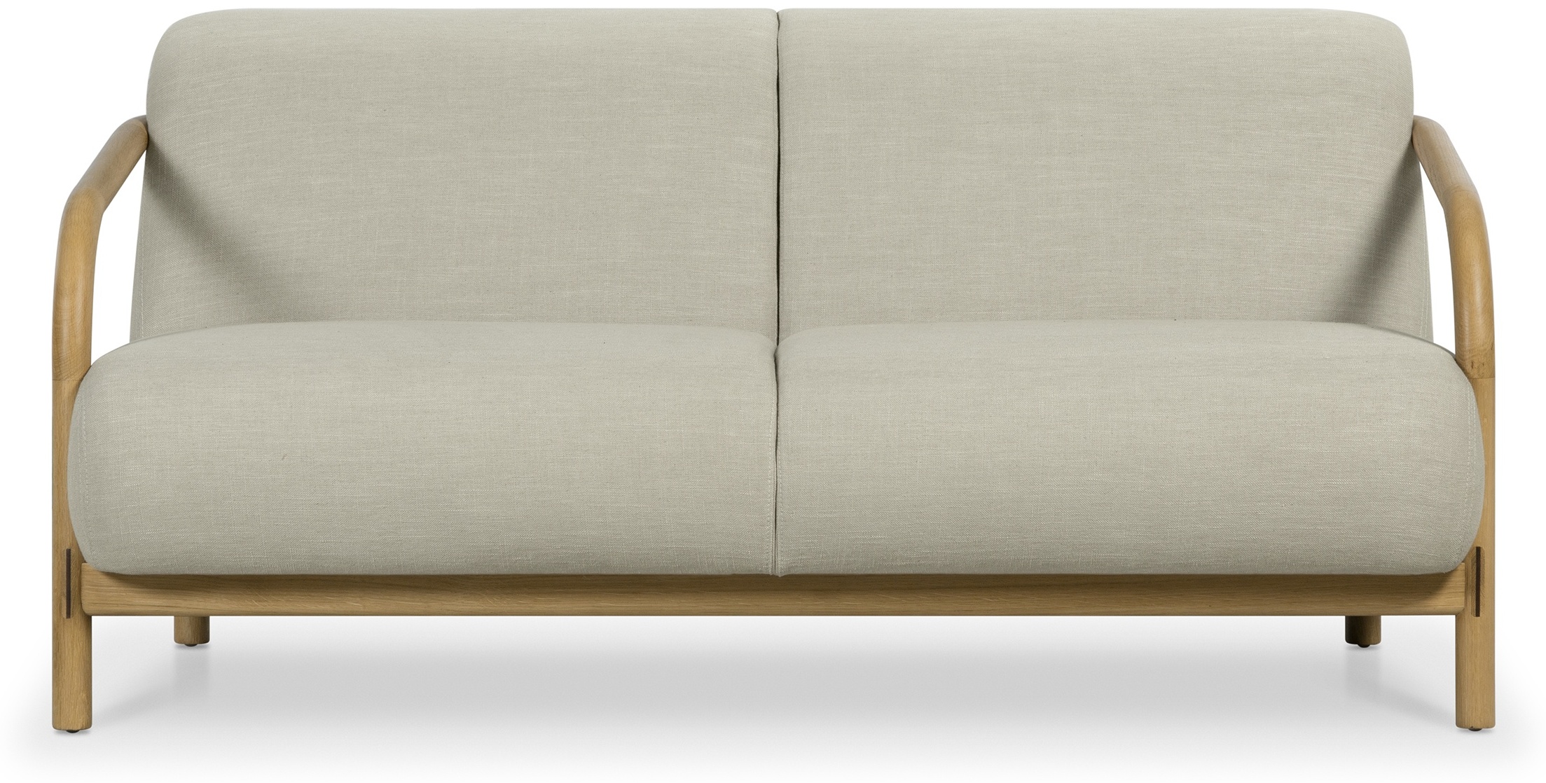 Alma 2 seater sofa with Solid natural rubberwood frame, Diego Natural Fabric - image 3