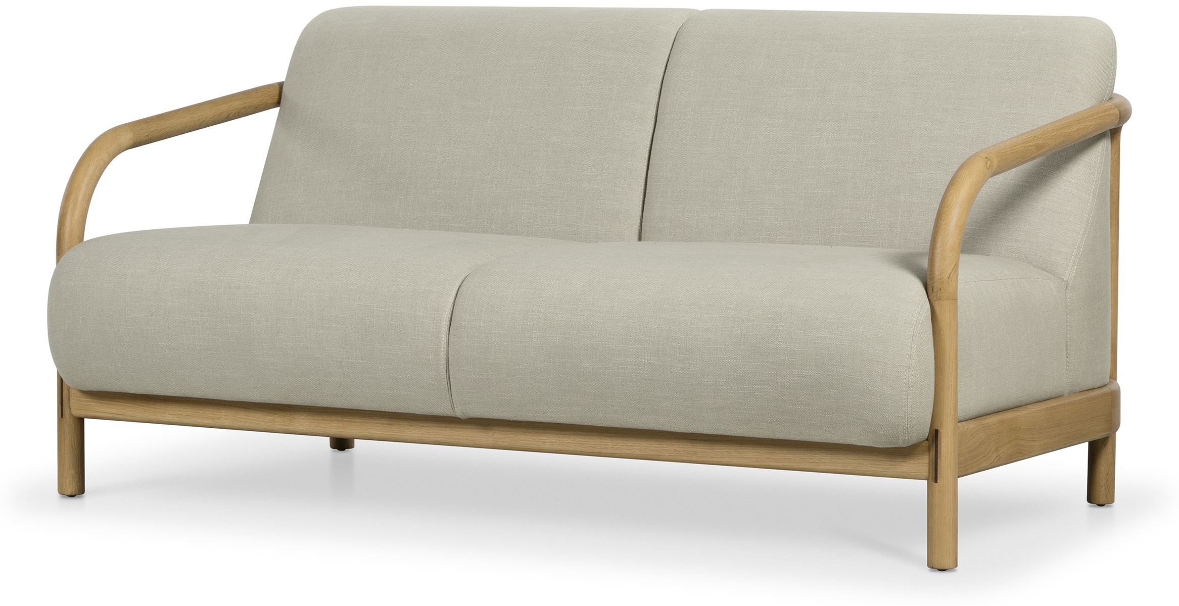 Alma 2 seater sofa with Solid natural rubberwood frame, Diego Natural Fabric - image 4