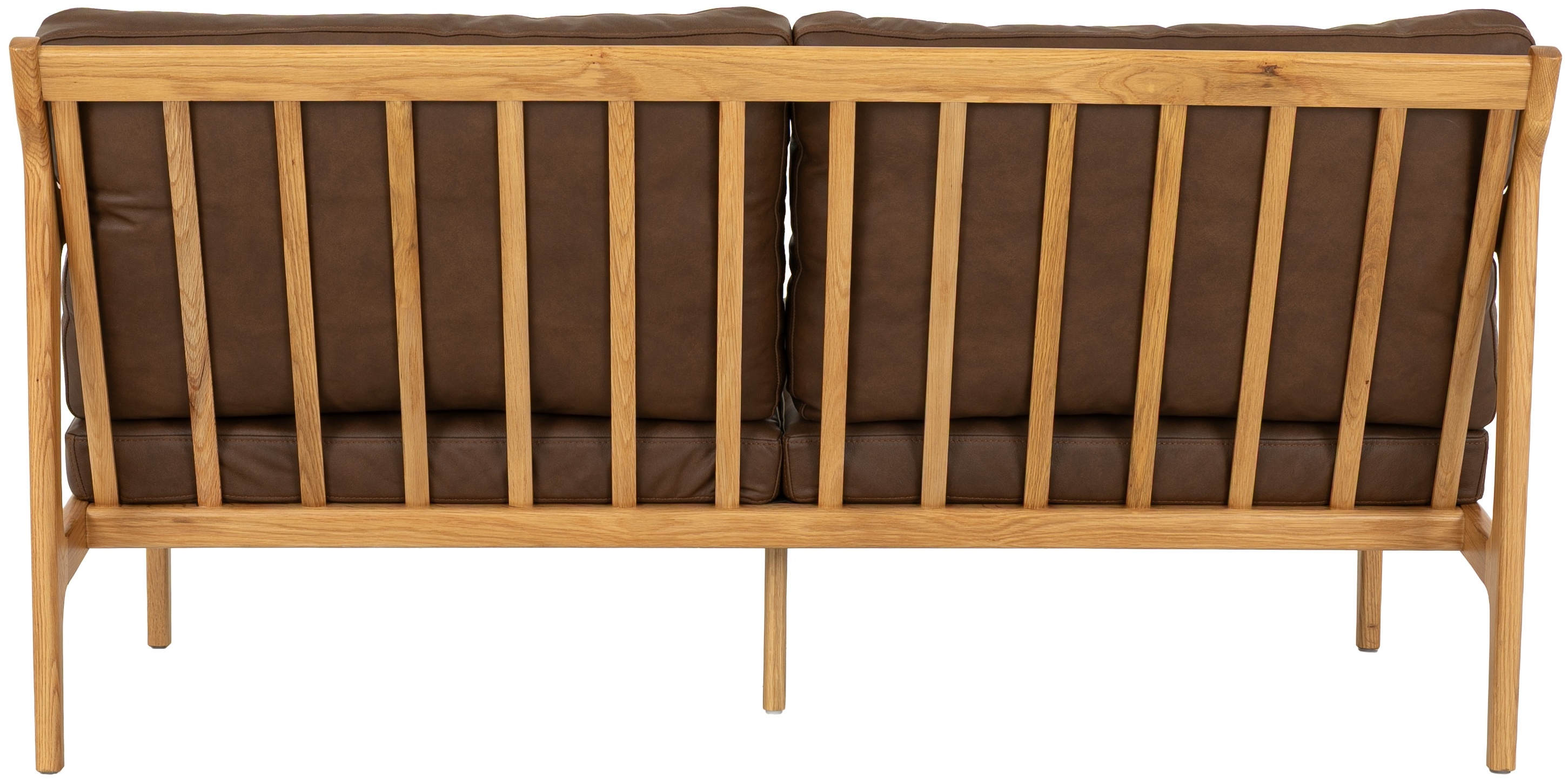 Cabo 2 seater sofa with Solid natural oak frame, Courier Brown Leather - image 5