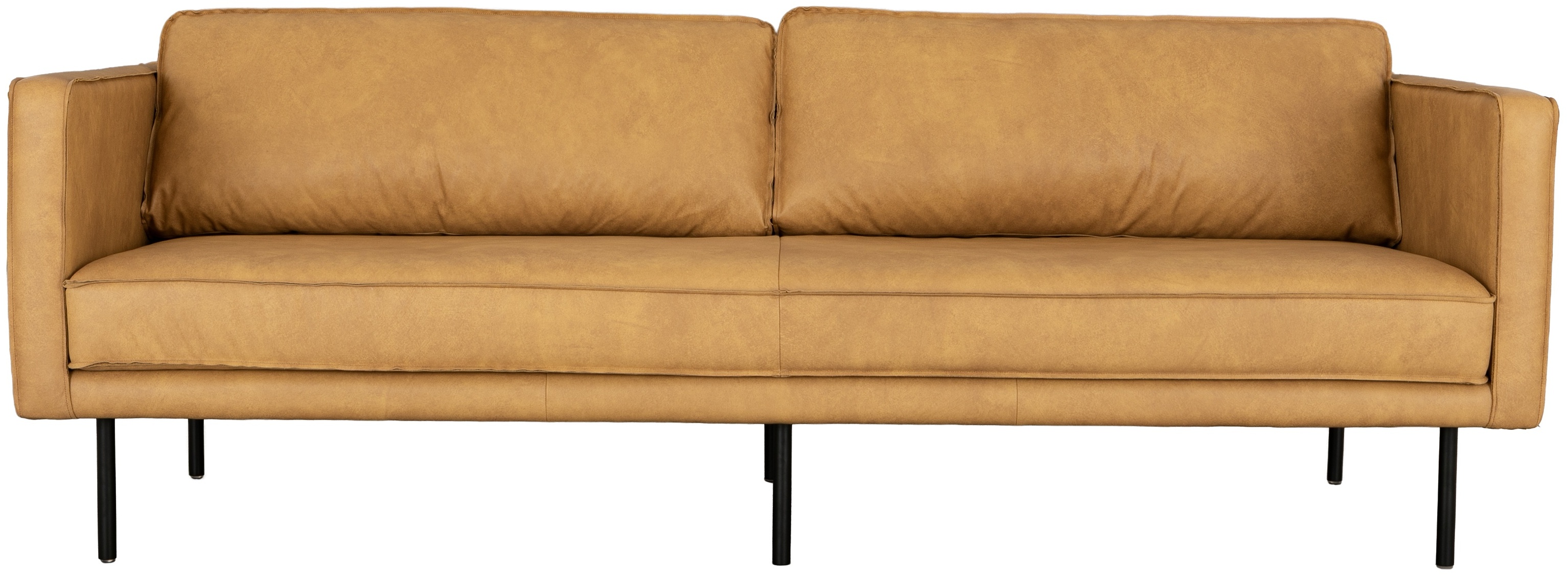 Bowery 3 seater sofa with Black Powder coated steel legs, Courier Tan Leather - image 1