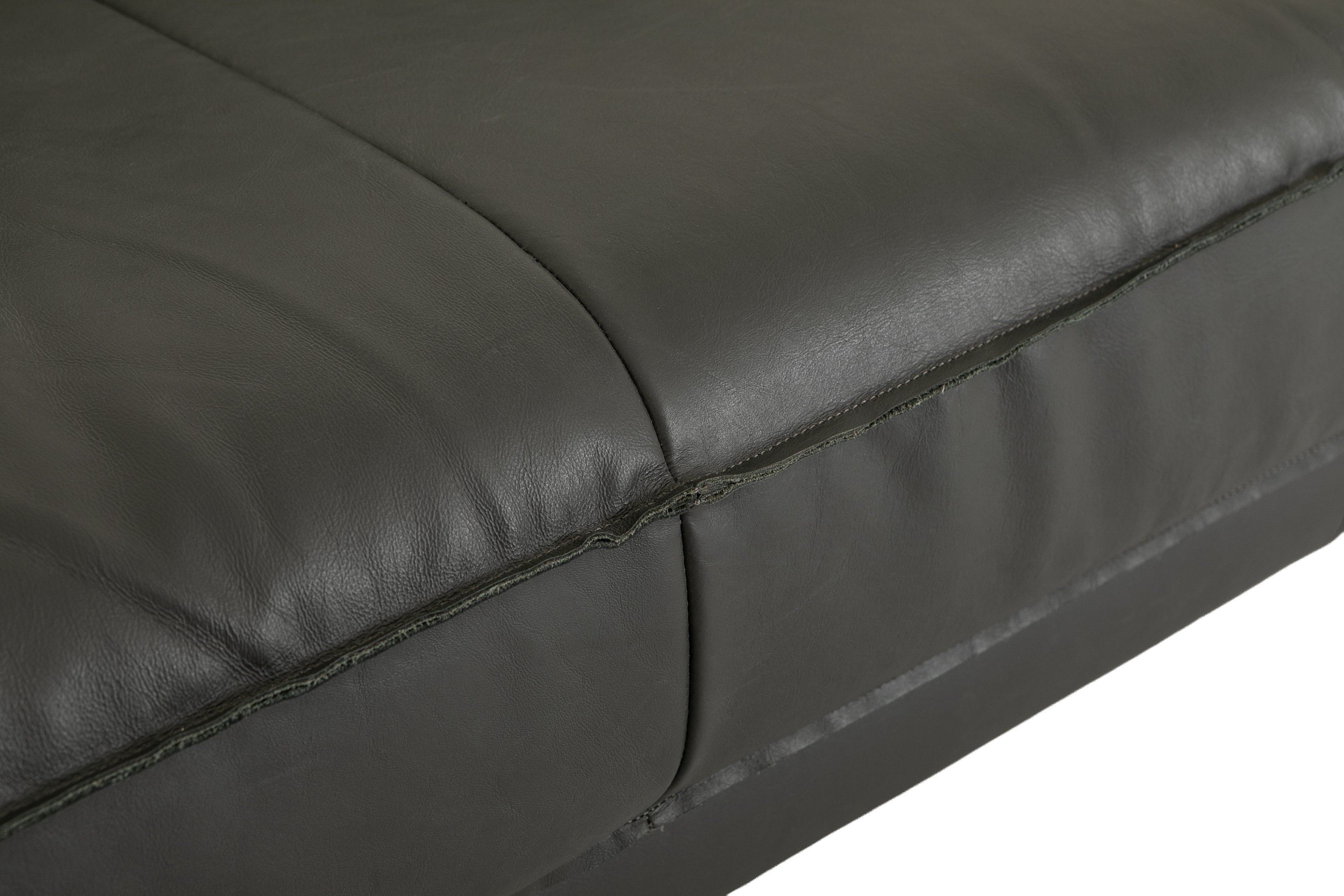 Sofá de 3 puestos Bowery con patas de acero recubiertas en pintura electrostática negra, cuero gris Oxford. - image 2