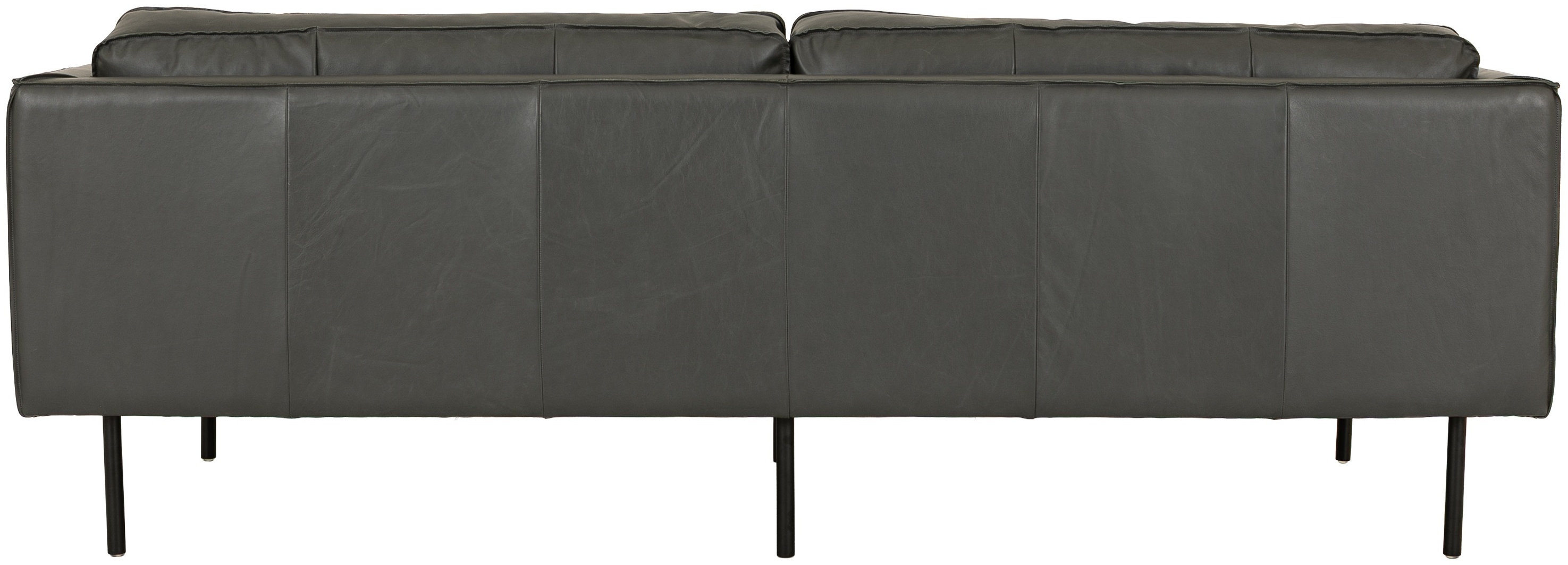 Sofá de 3 puestos Bowery con patas de acero recubiertas en pintura electrostática negra, cuero gris Oxford. - image 4
