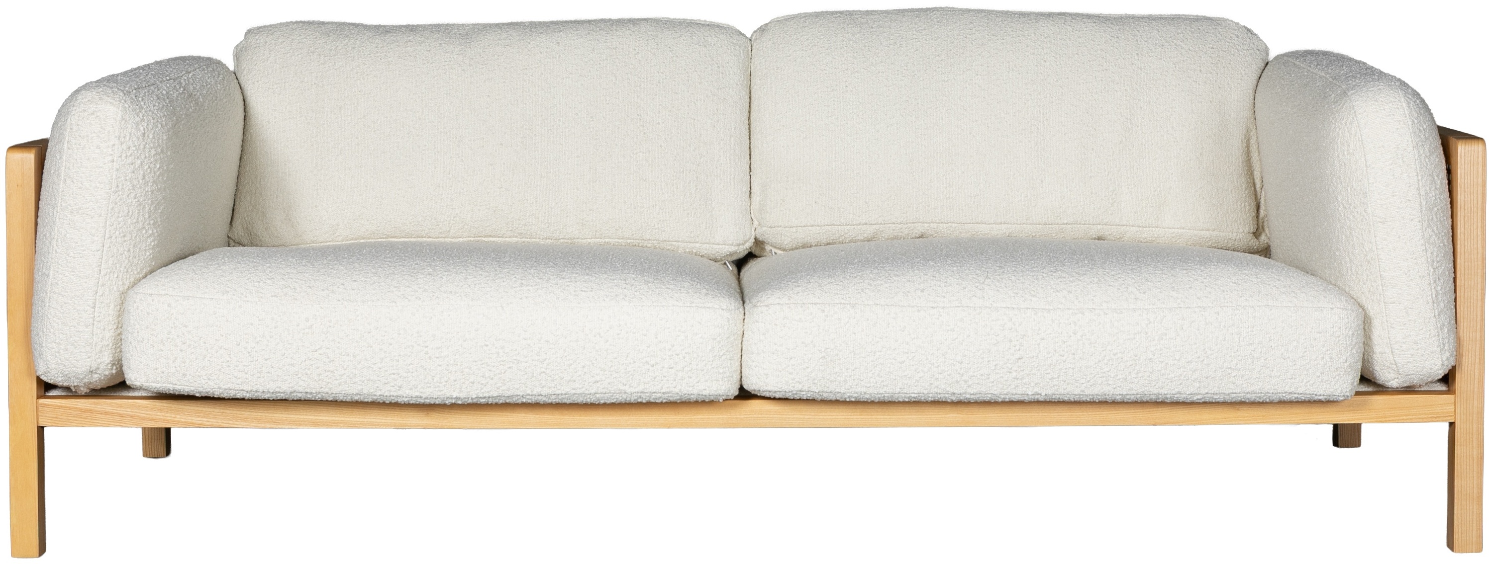 Sofá de 3 puestos Rufus con marco sólido de rubberwood natural, tela Boucle Cream. - image 3