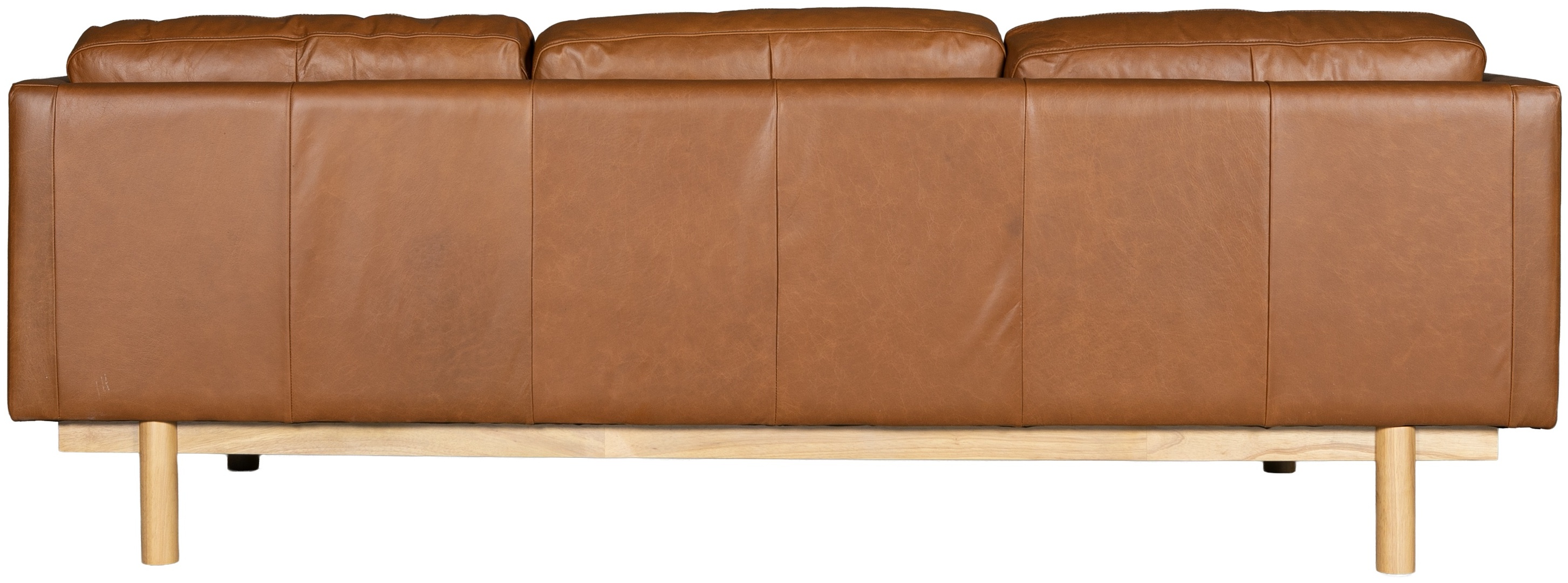 Sofá de 3 puestos Strada con marco sólido de rubberwood natural, Cuero Panama Tan. - image 5