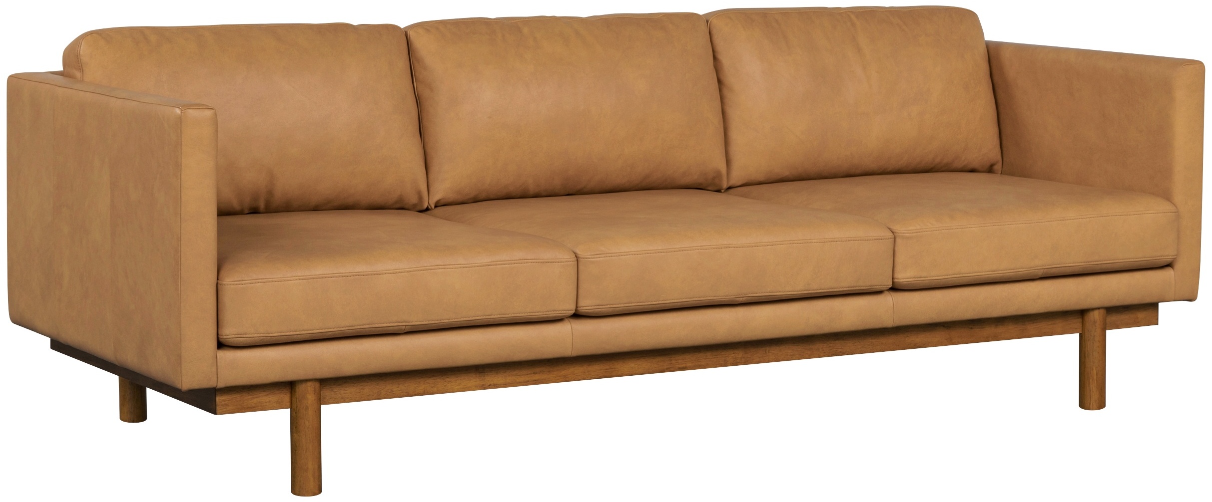 Sofá de 3 puestos Strada con marco de rubberwood teñido de walnut, Tela Crema Cruzada - image 1