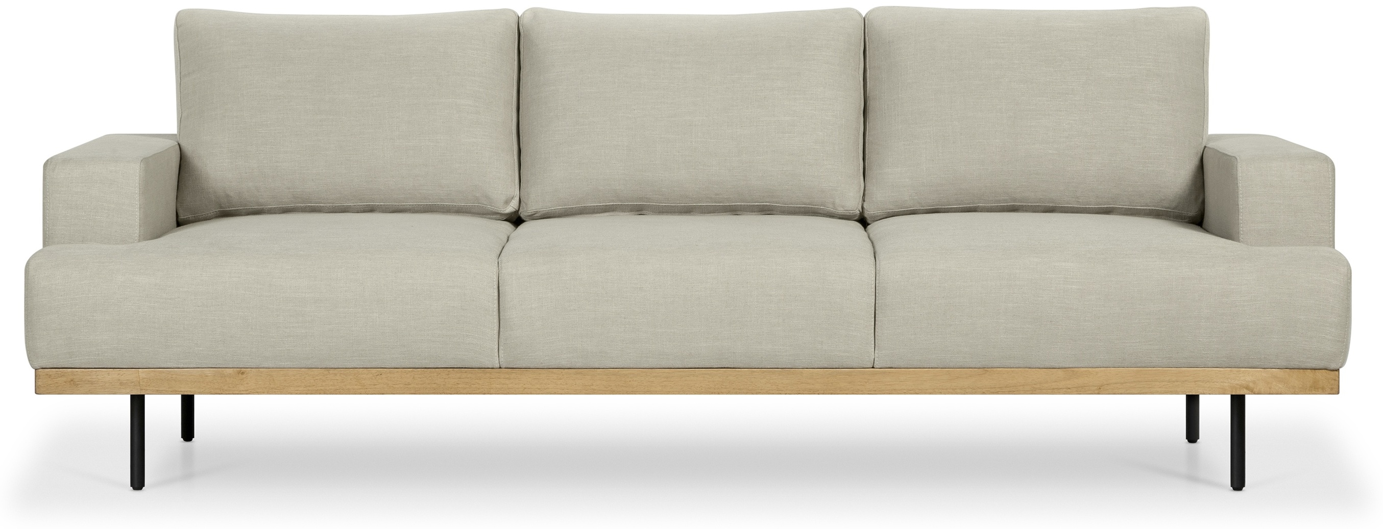 Sofá Tribeca de 4 puestos con marco sólido de rubberwood natural, tela Diego Natural. - image 1