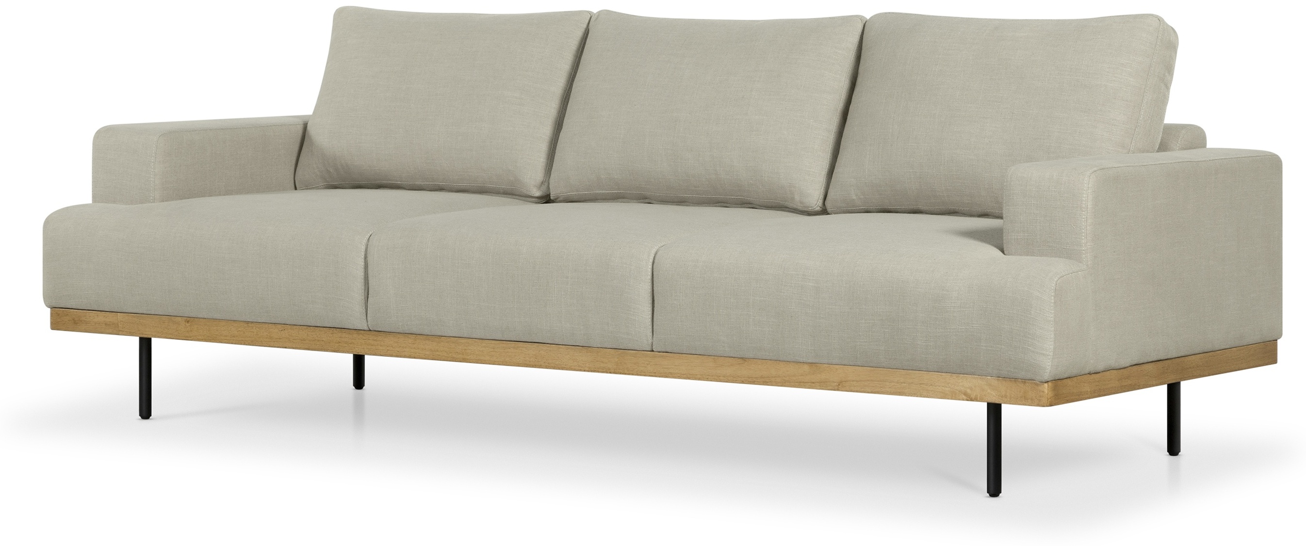 Sofá Tribeca de 4 puestos con marco sólido de rubberwood natural, tela Diego Natural. - image 2