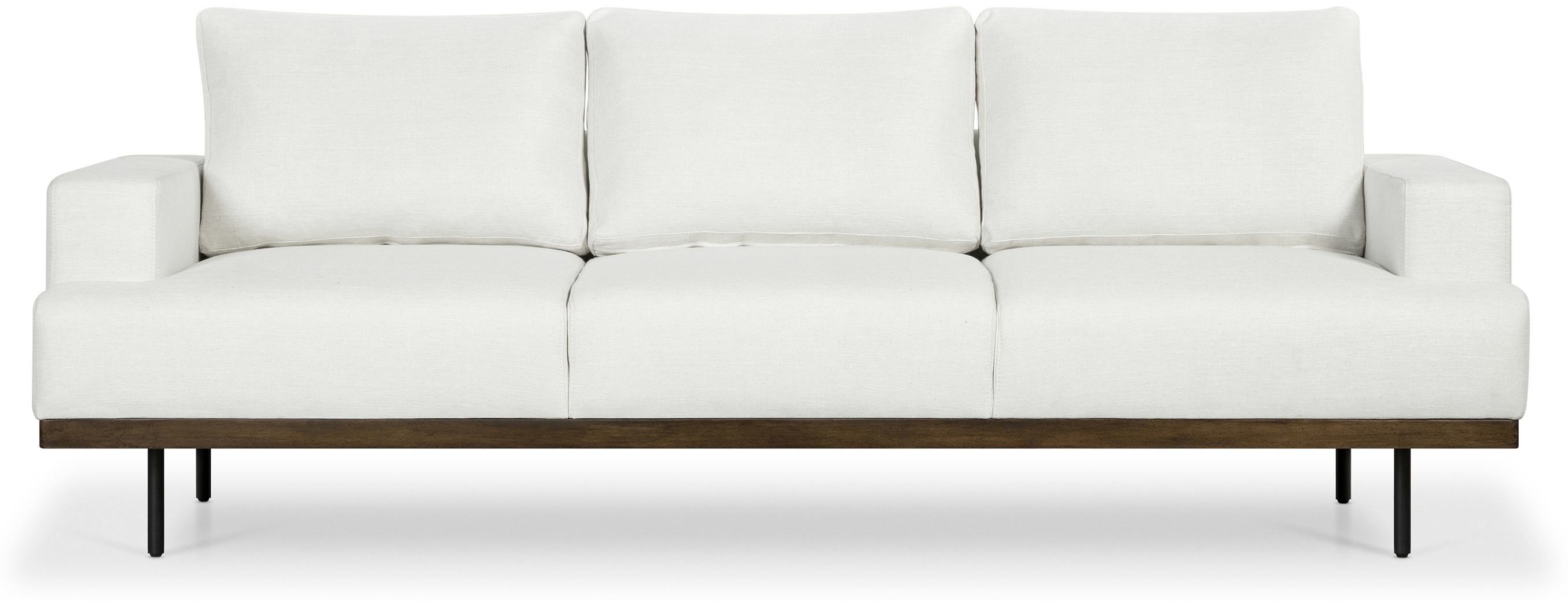 Sofá Tribeca de 4 puestos con marco de rubberwood teñido de walnut, tela Diego Cream. - image 1