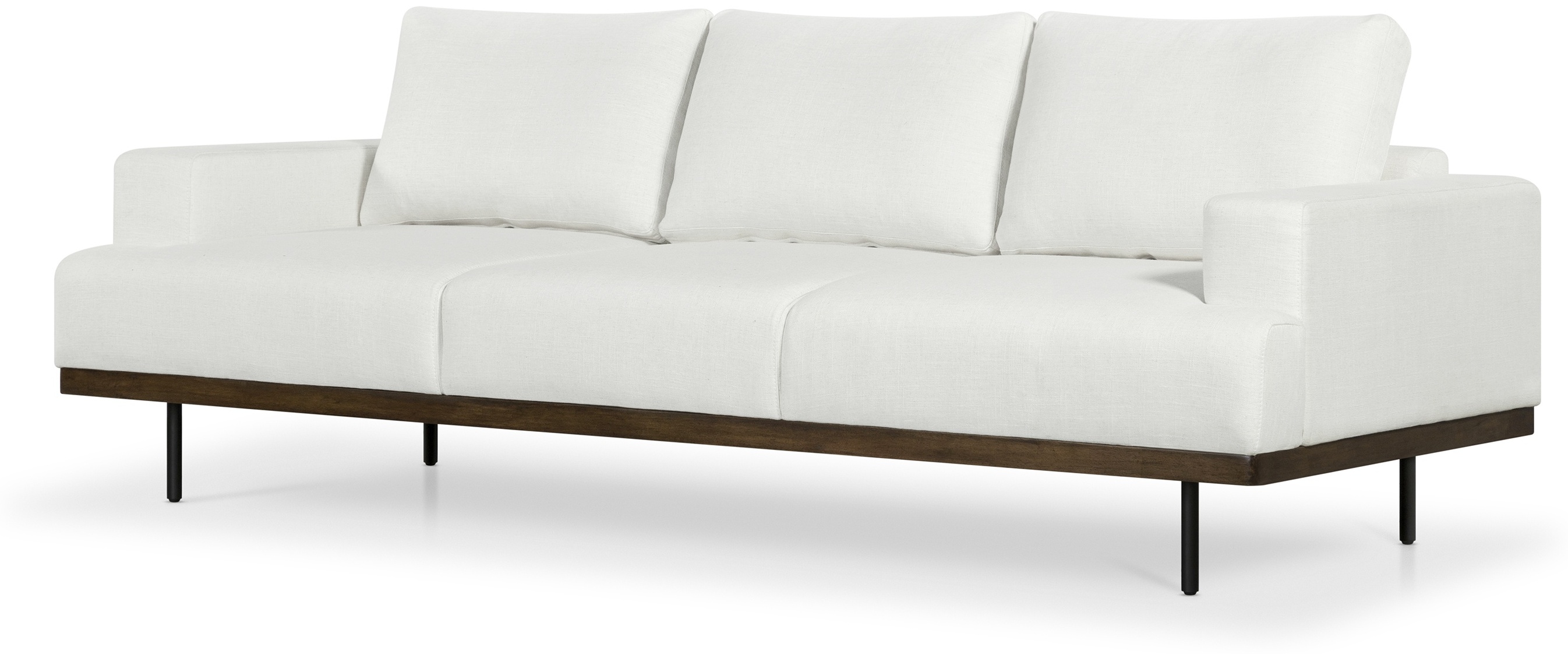 Sofá Tribeca de 4 puestos con marco de rubberwood teñido de walnut, tela Diego Cream. - image 2